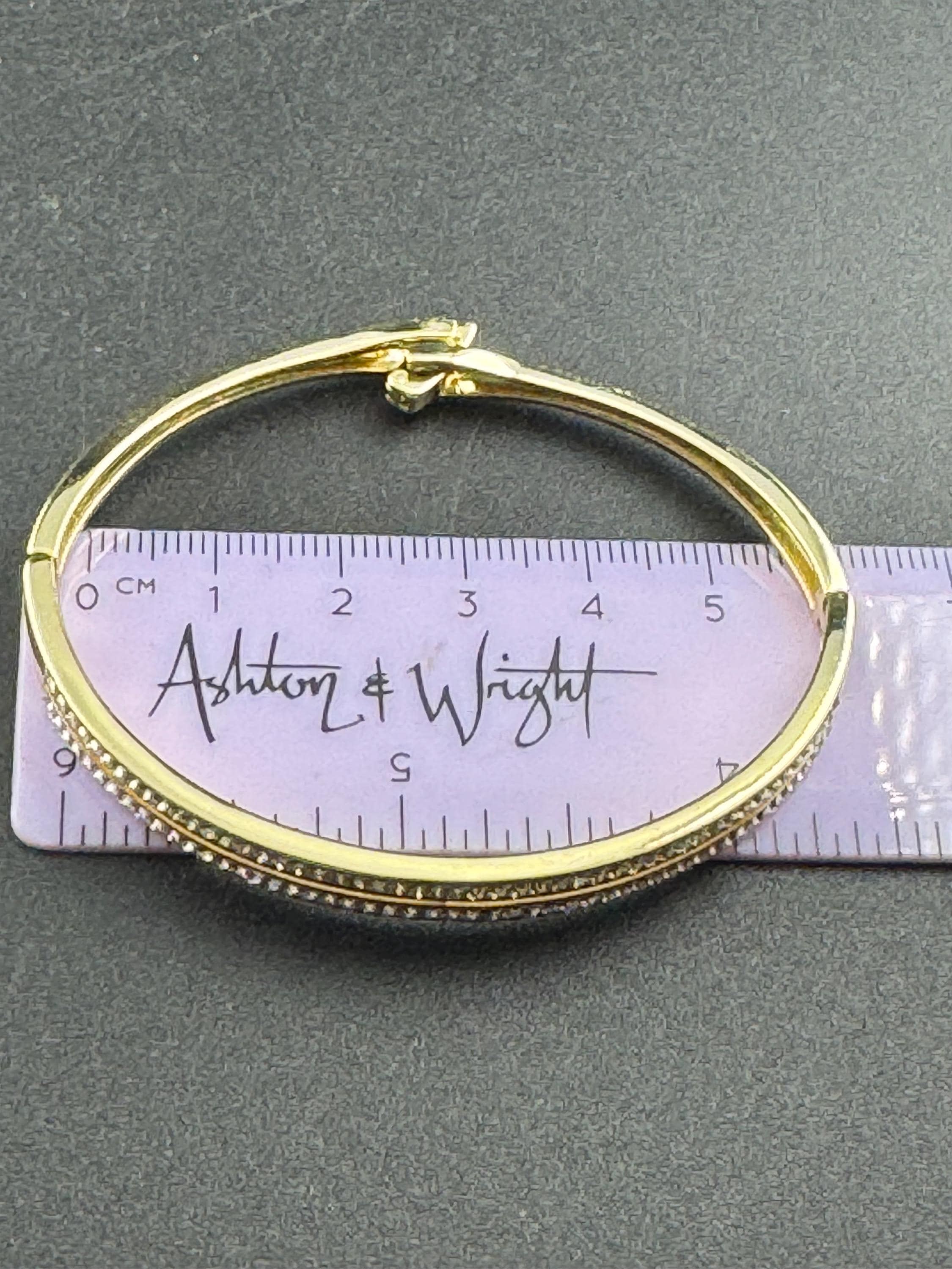 Retro clear diamanté hinged double channel set crystal bangle