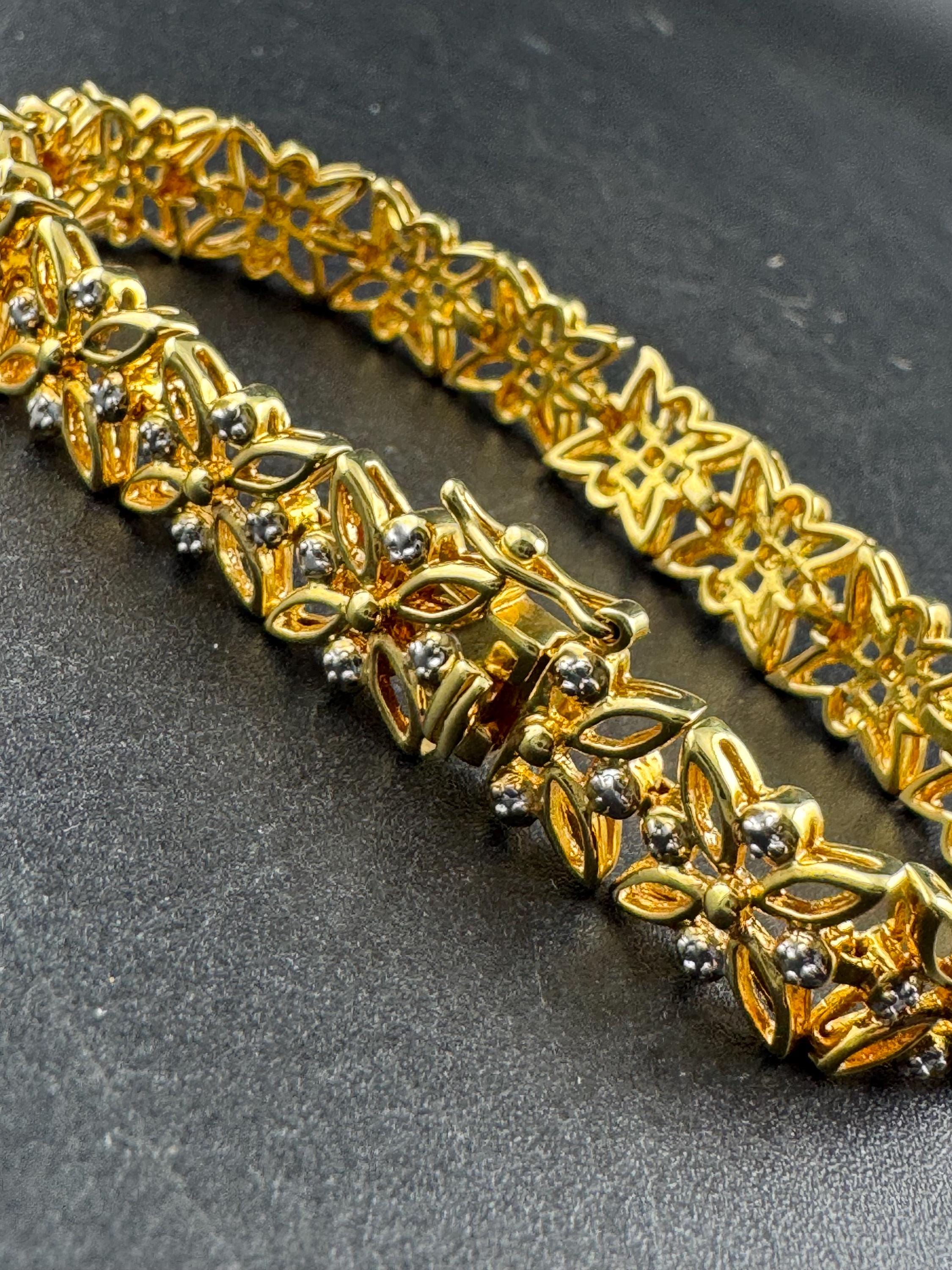 Retro gold and silver tone panel link bracelet 18.5 x 12mm