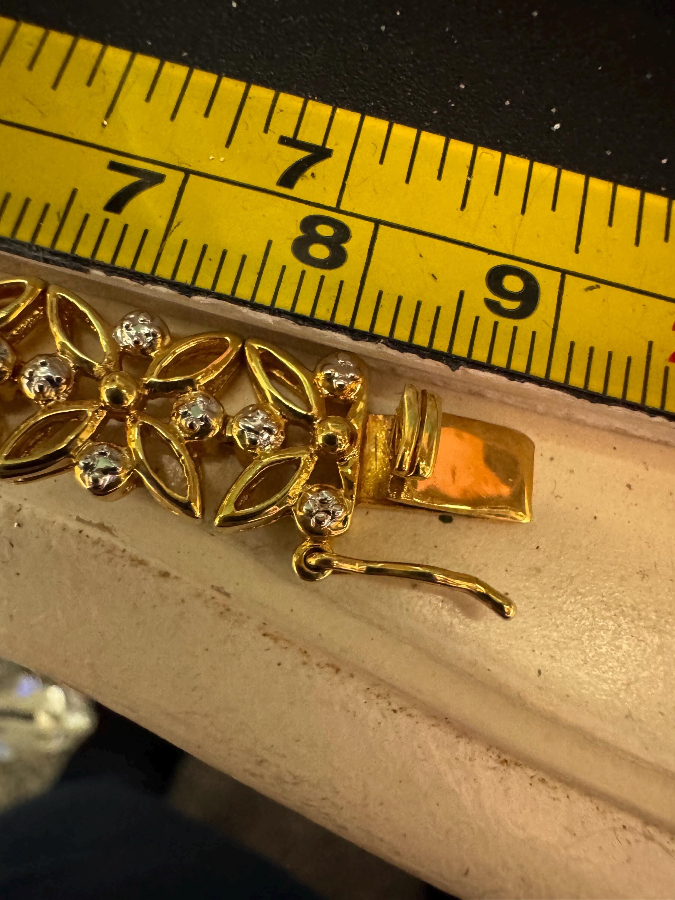 Retro gold and silver tone panel link bracelet 18.5 x 12mm