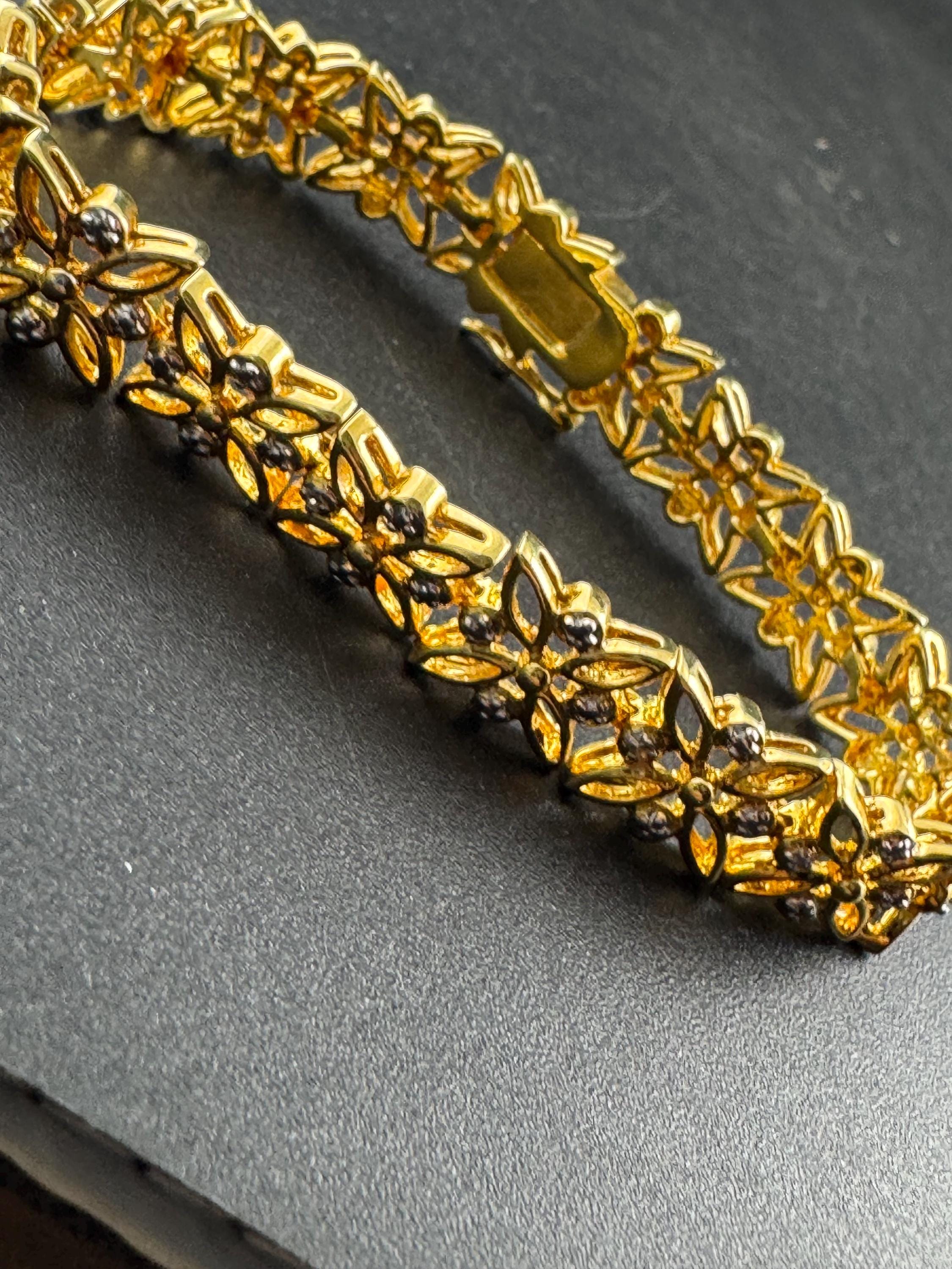 Retro gold and silver tone panel link bracelet 18.5 x 12mm