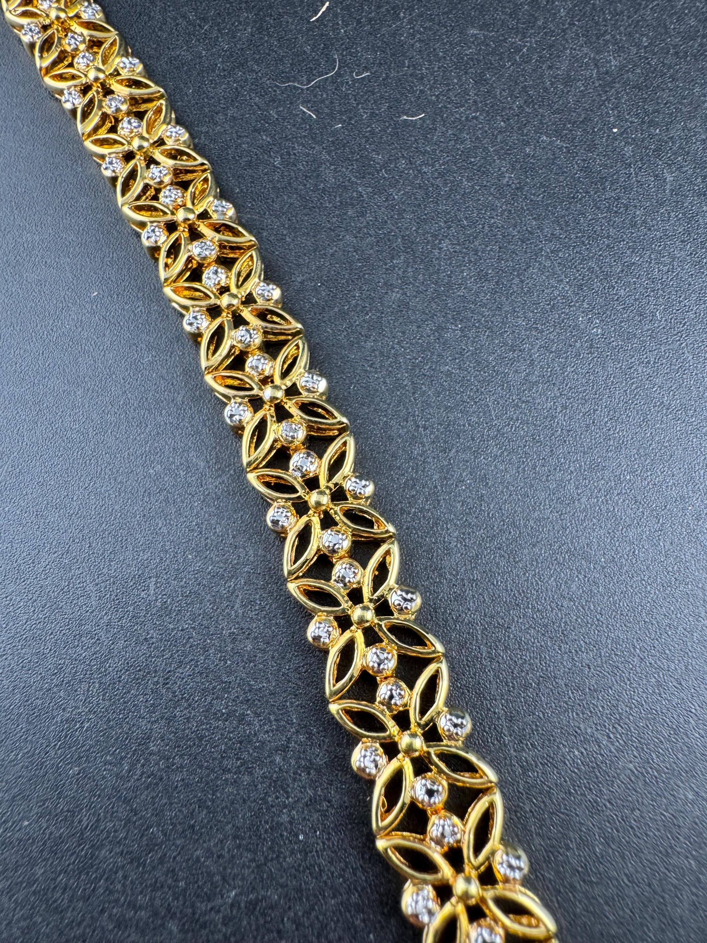 Retro gold and silver tone panel link bracelet 18.5 x 12mm
