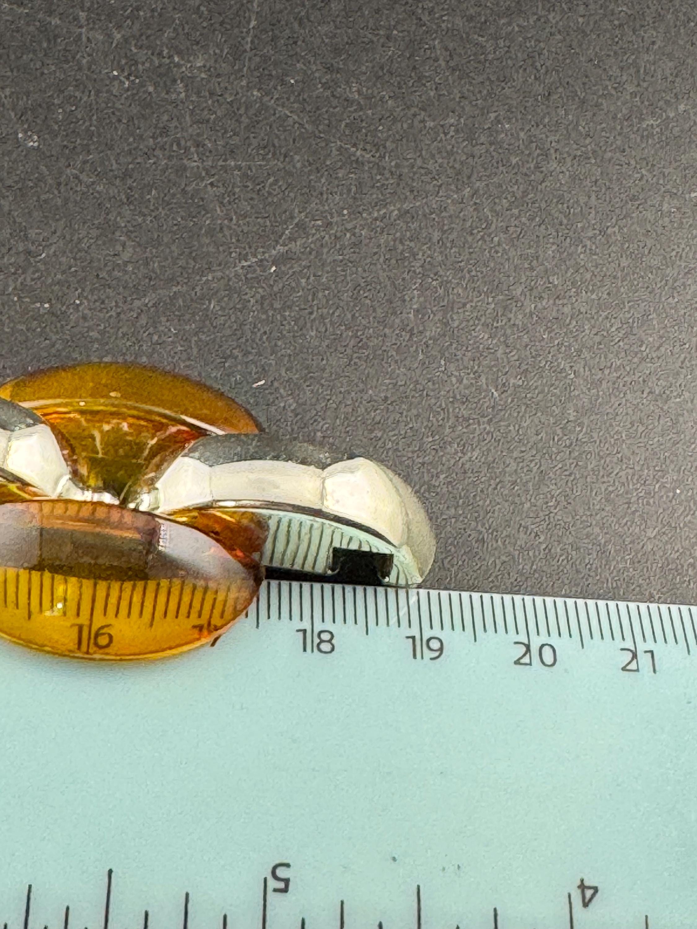 Brown acrylic chain link bracelet, vintage, chunky oversized gold tone