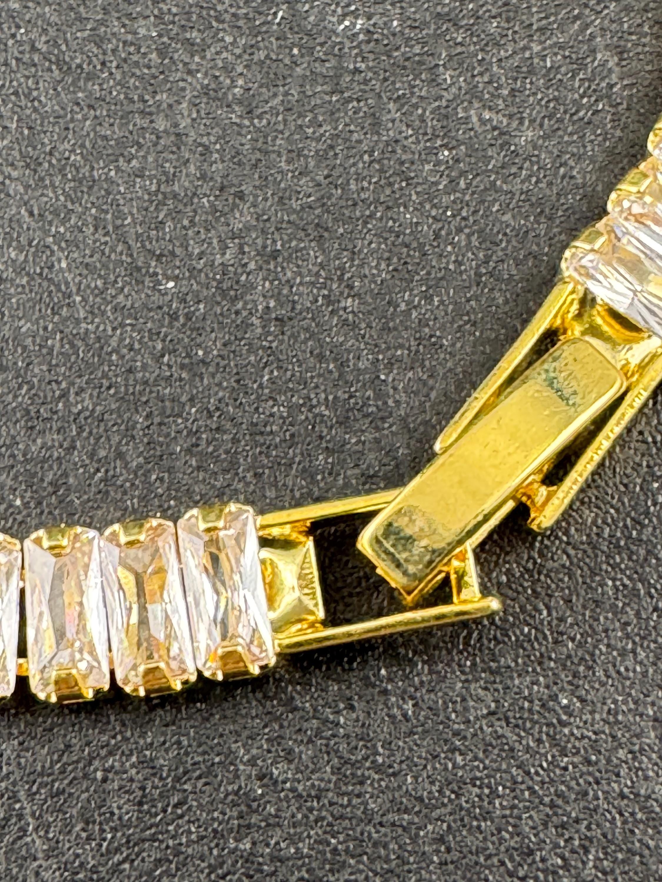 Vintage clear diamanté Crystal Cz gold plated tennis bracelet