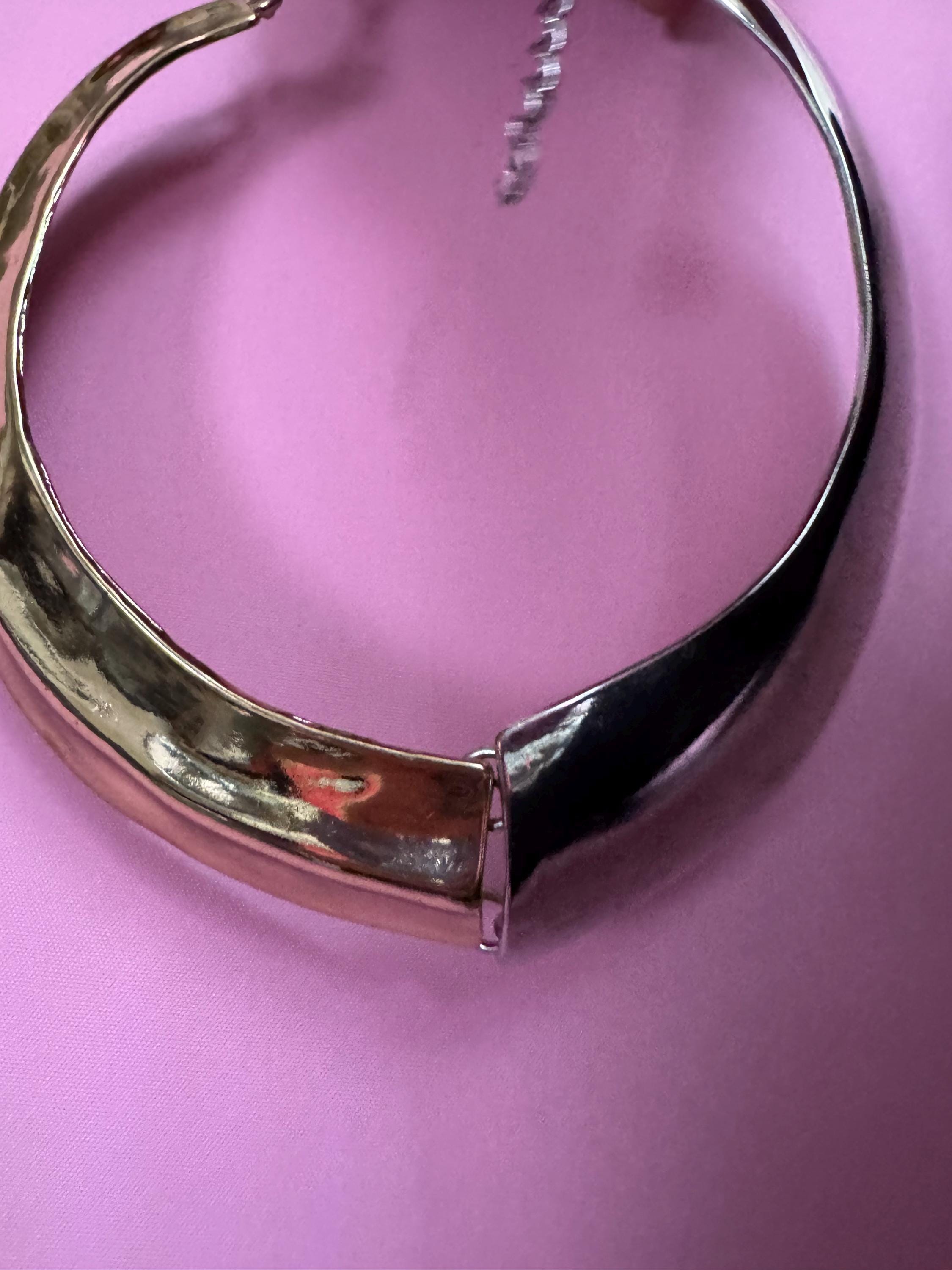 Retro silver gold wide link Choker collar necklace