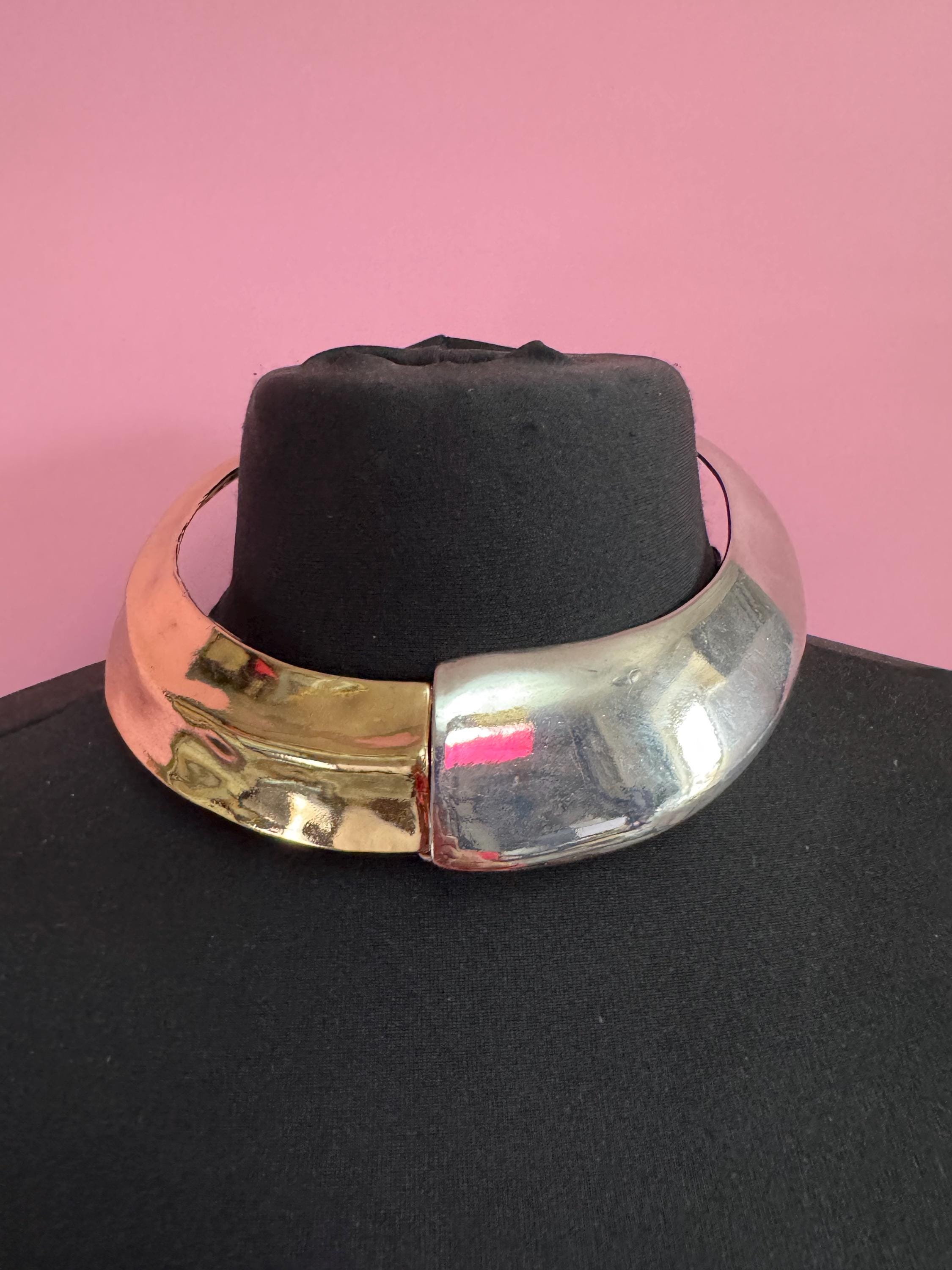 Retro silver gold wide link Choker collar necklace