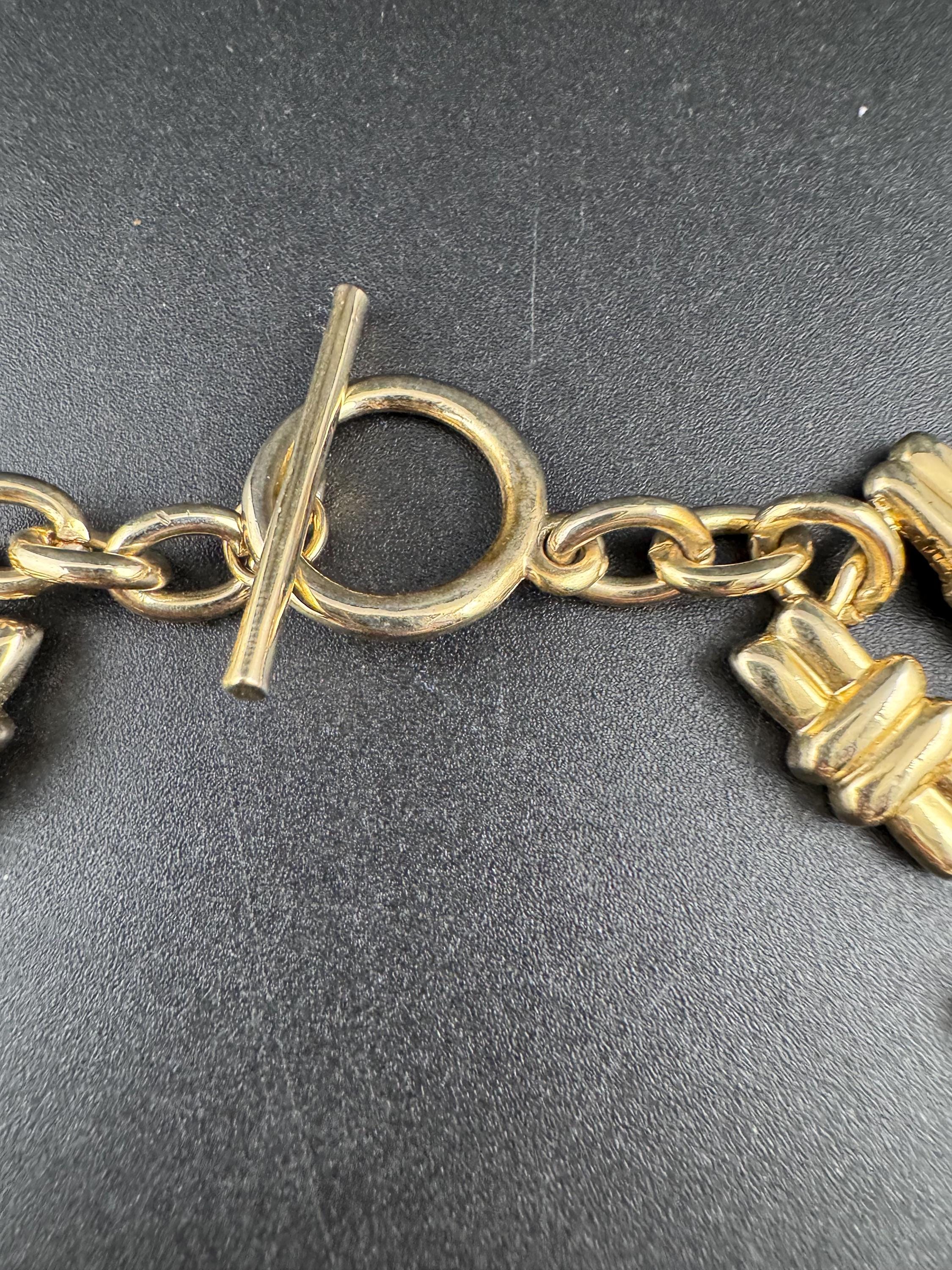 Vintage substantial 1980s wide textured cable link chunky gold tone choker necklace 42cm