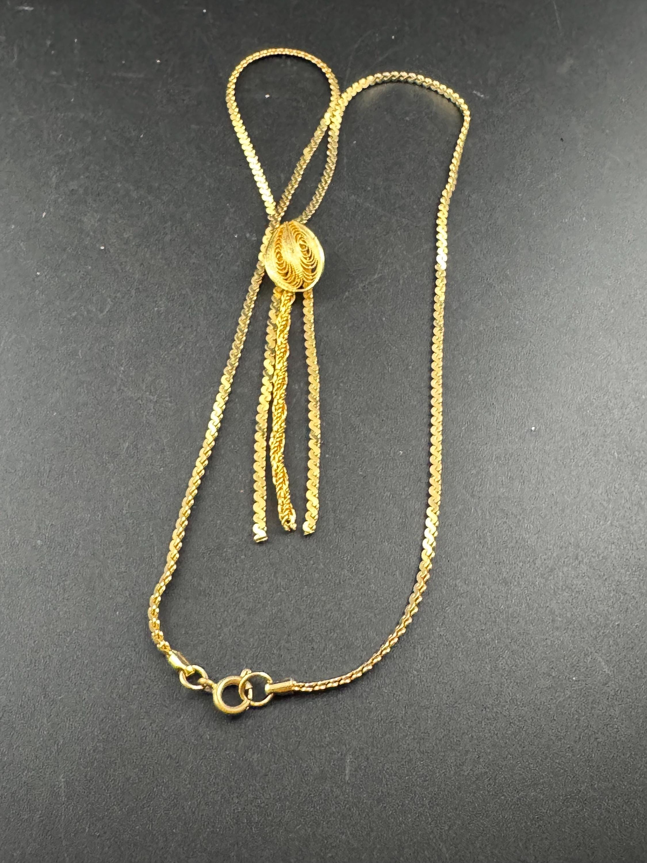 long gold tone serpentine mesh tassel pendant necklace 8cm drop