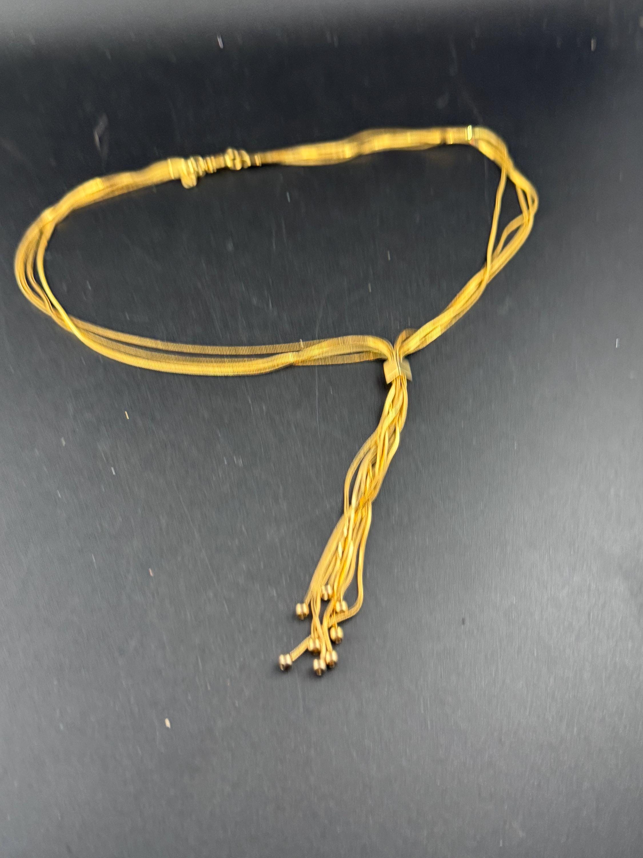 Retro gold plated tassel pendant necklace 10cm drop