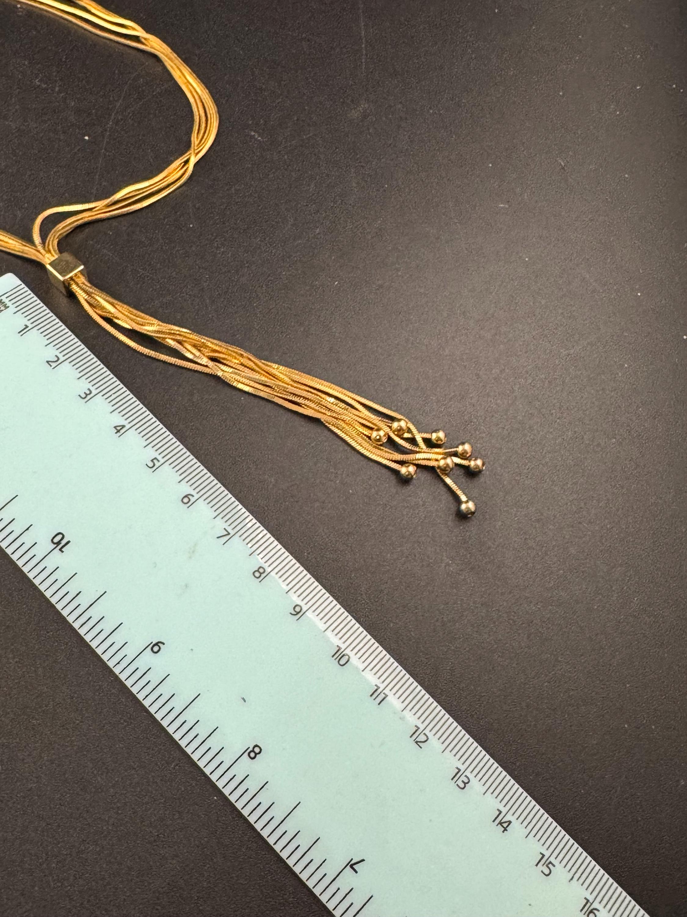 Retro gold plated tassel pendant necklace 10cm drop