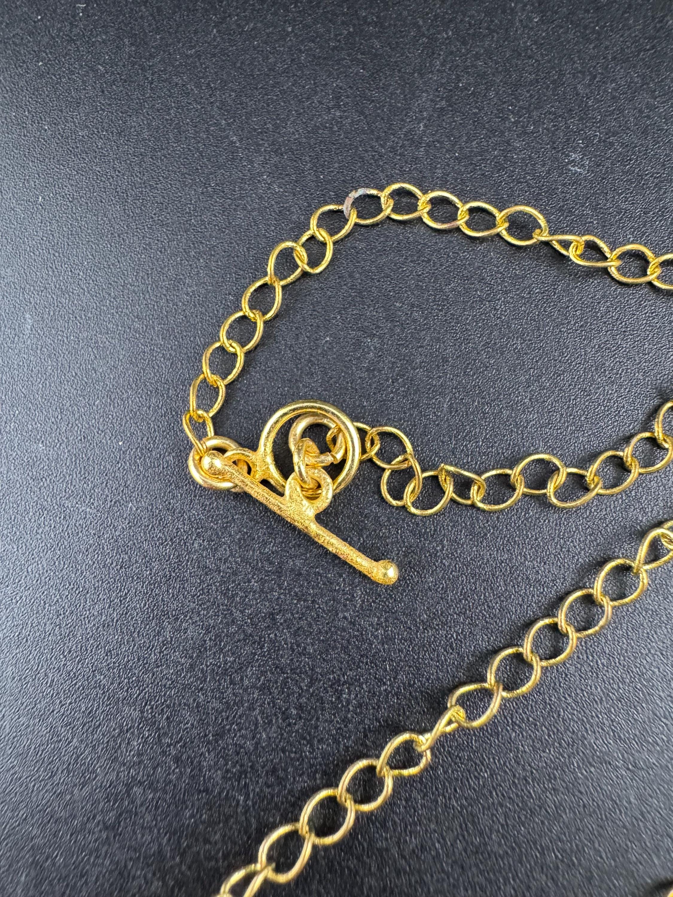 Vintage pink gemstone beaded gold chain necklace 71cm, weighty piece