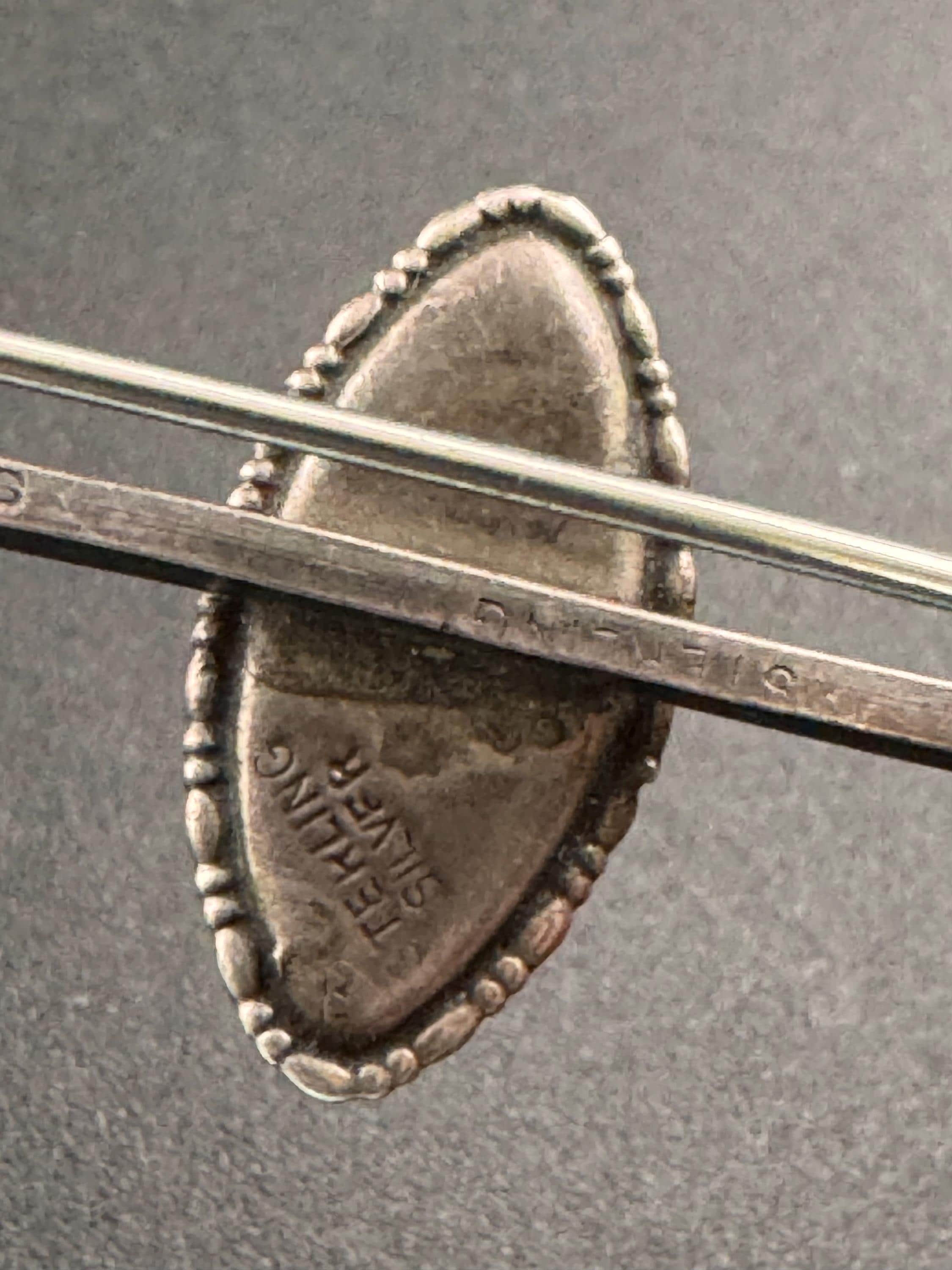 sterling 925 silver natural morpho butterfly wing bar brooch , art deco period