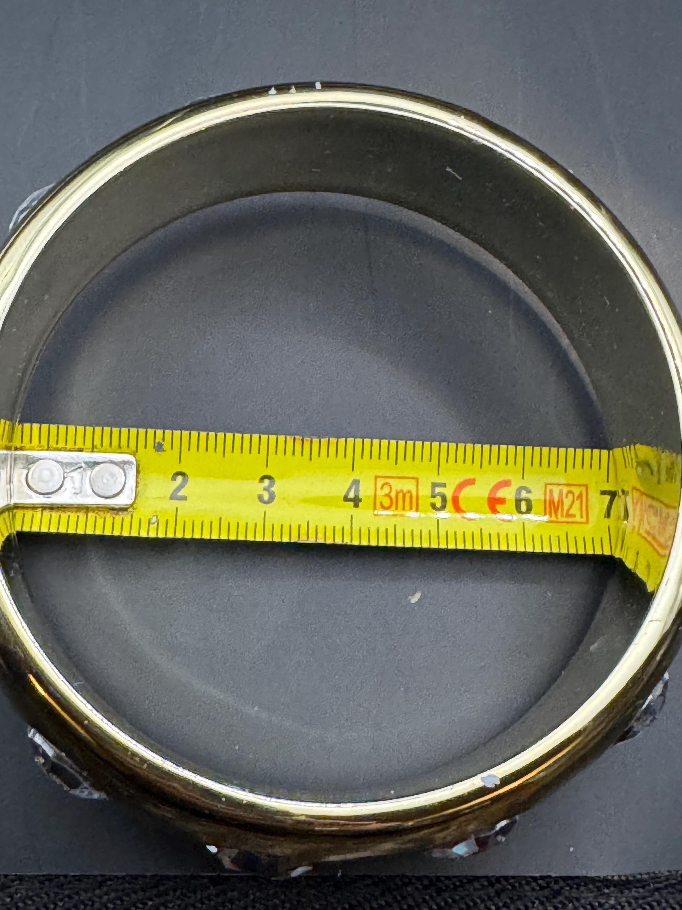 Retro gold acrylic crystal cabochon wide Bangle Bracelet.