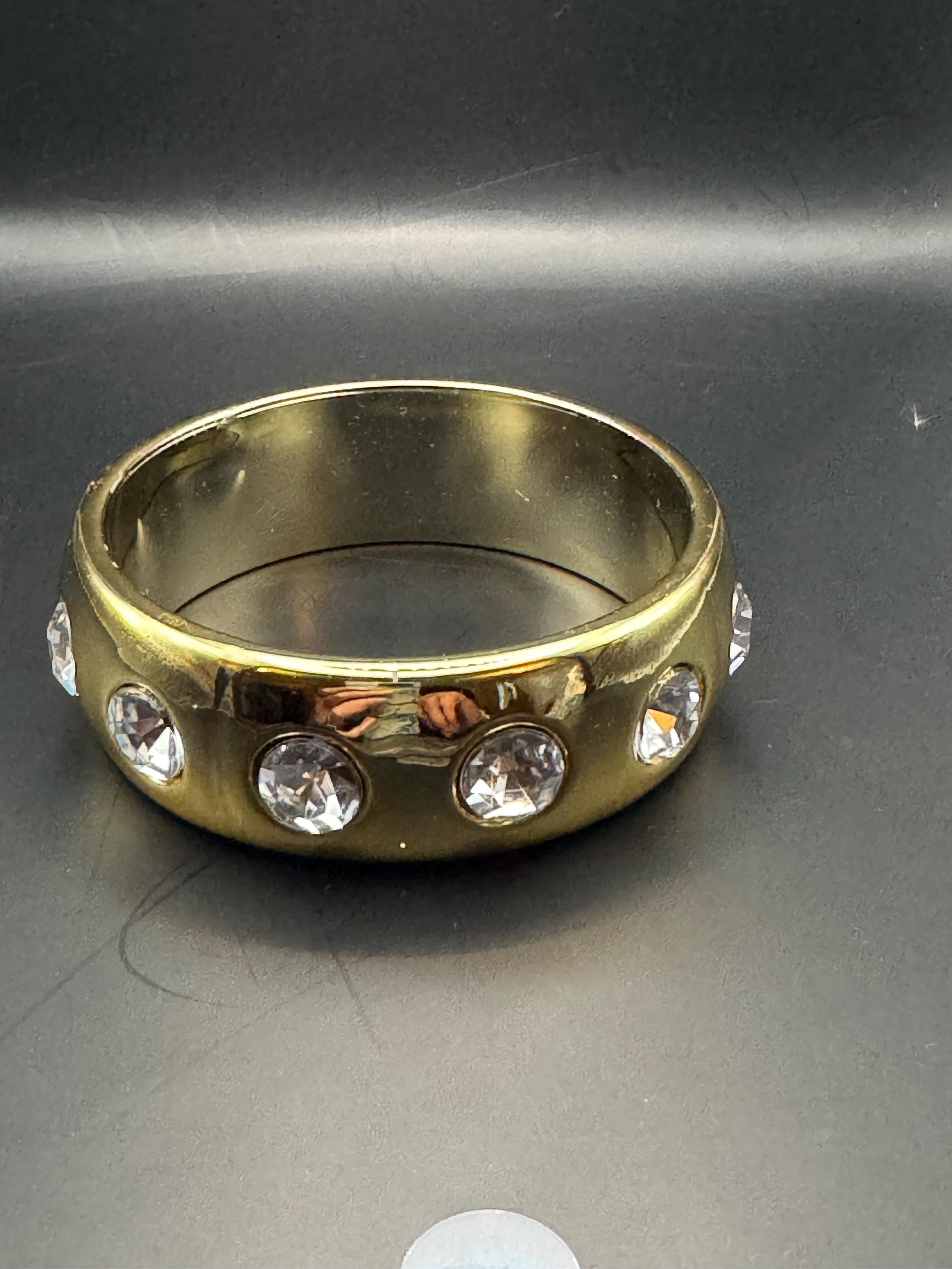 Retro gold acrylic crystal cabochon wide Bangle Bracelet.