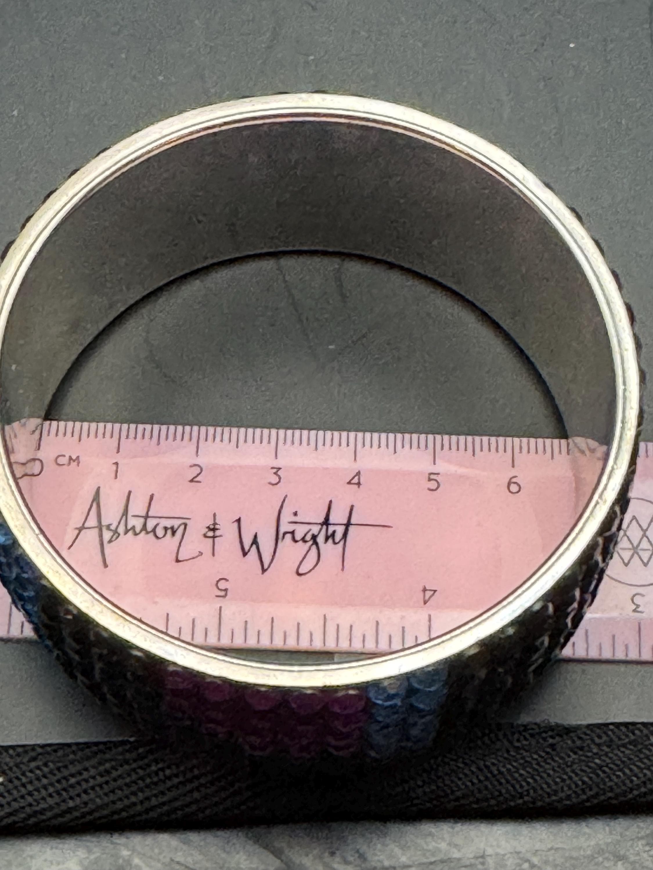 Black purple blue wide rhinestone fixed bangle bracelet