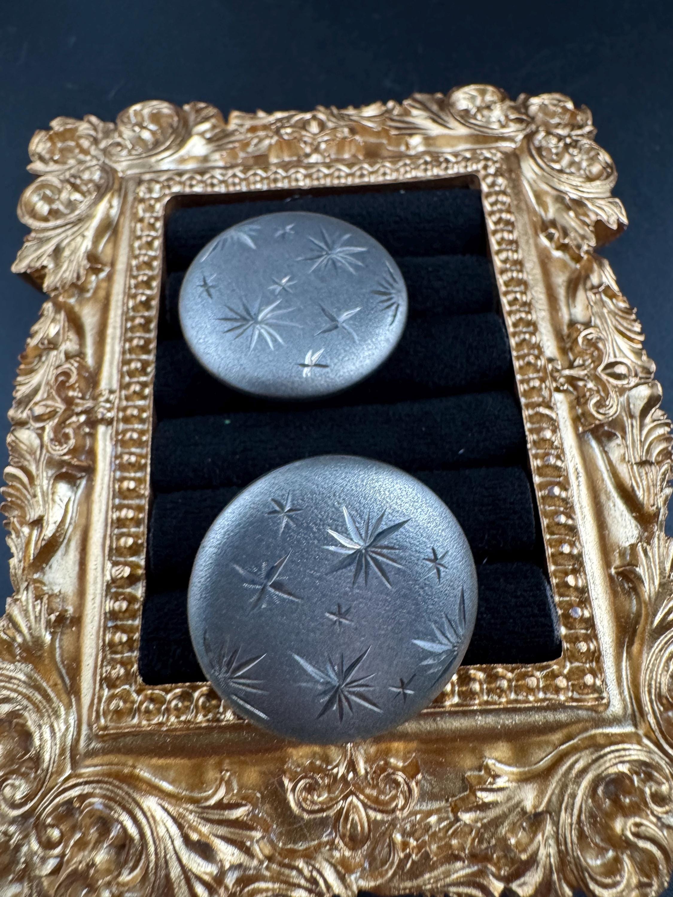 Vintage large disc earrings, 925 sterling silver clip on screw backs