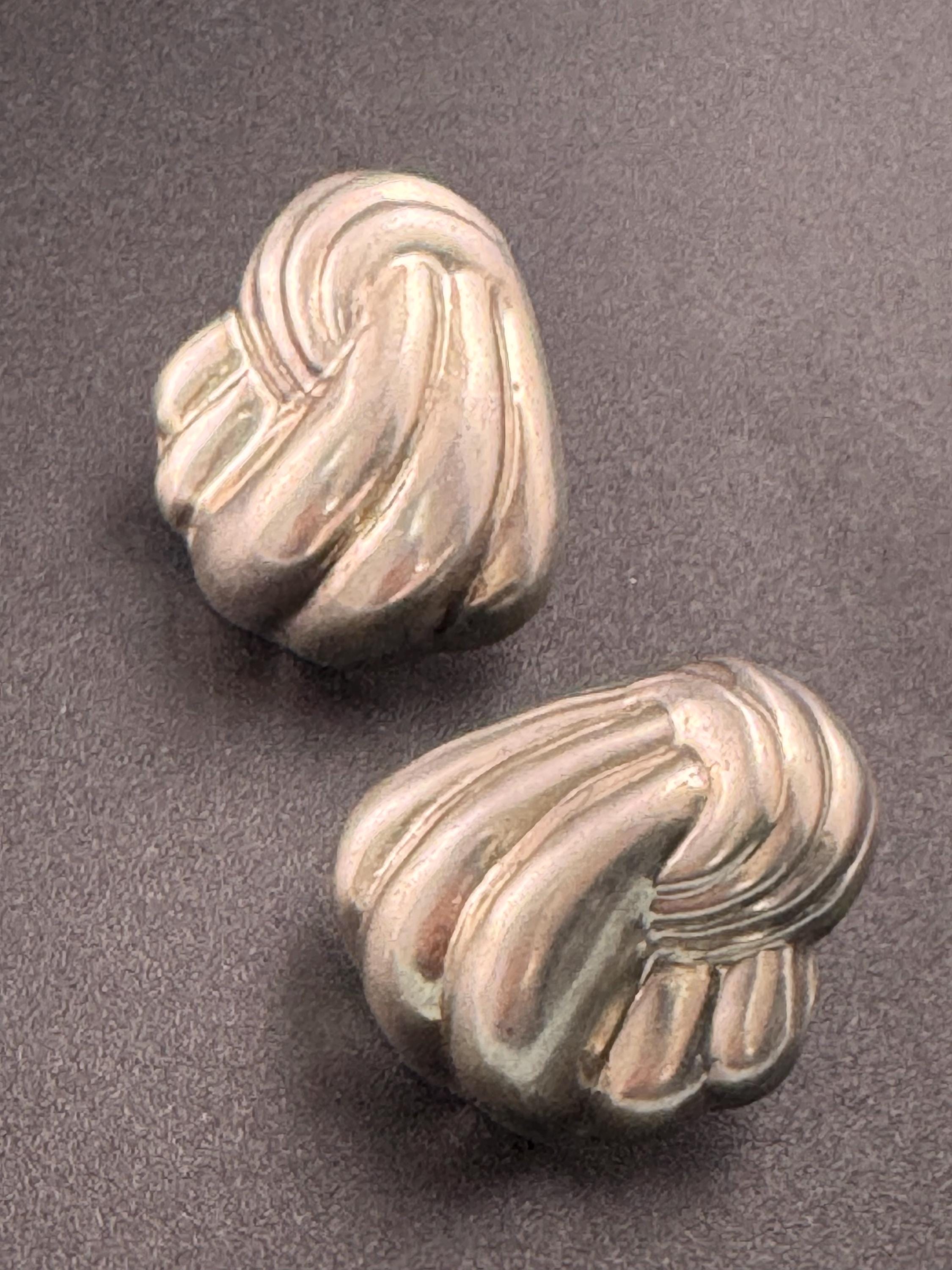 Large 925 sterling silver oversized modernist stud earrings for pierced ears, hollow
