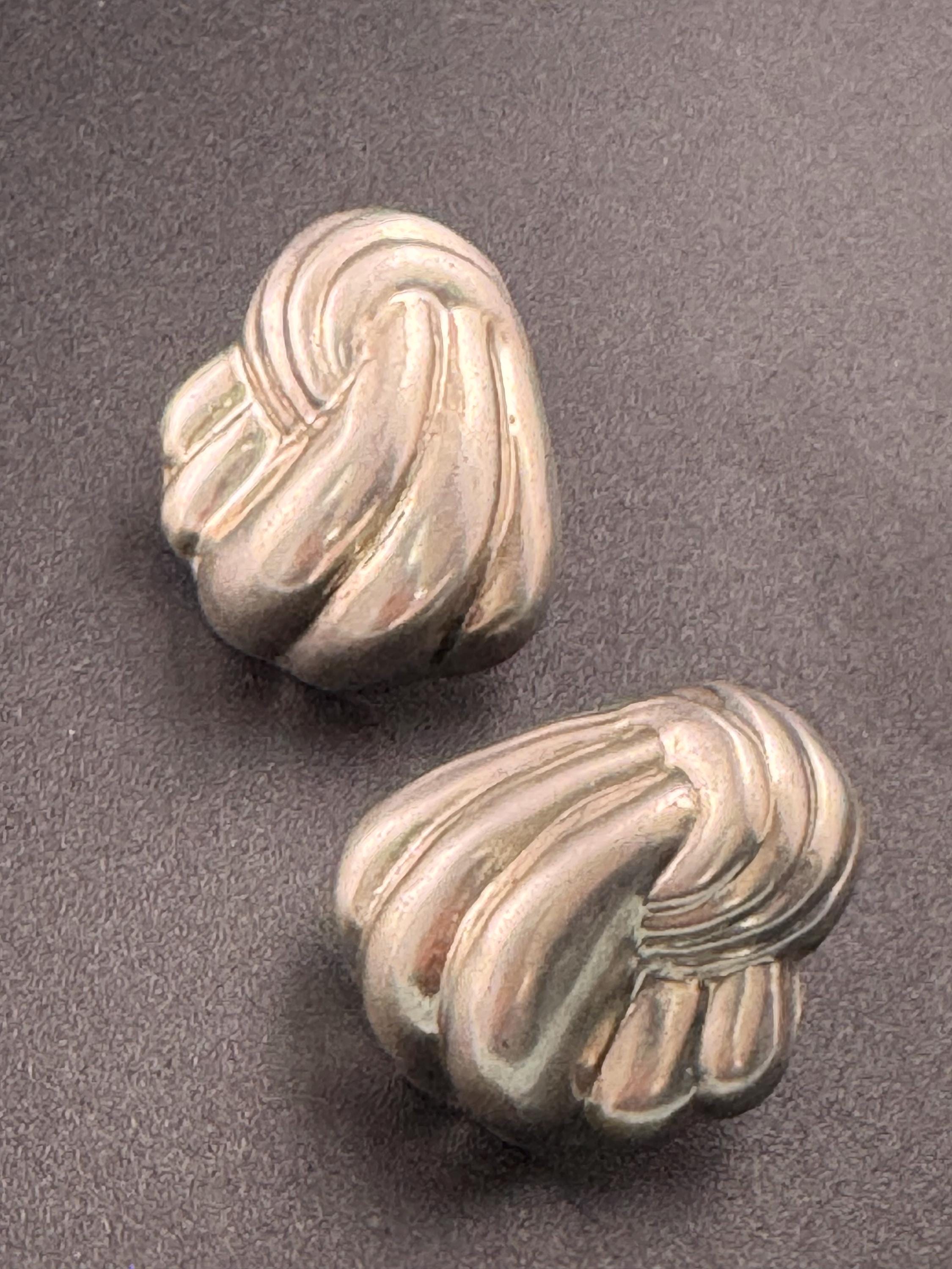Large 925 sterling silver oversized modernist stud earrings for pierced ears, hollow