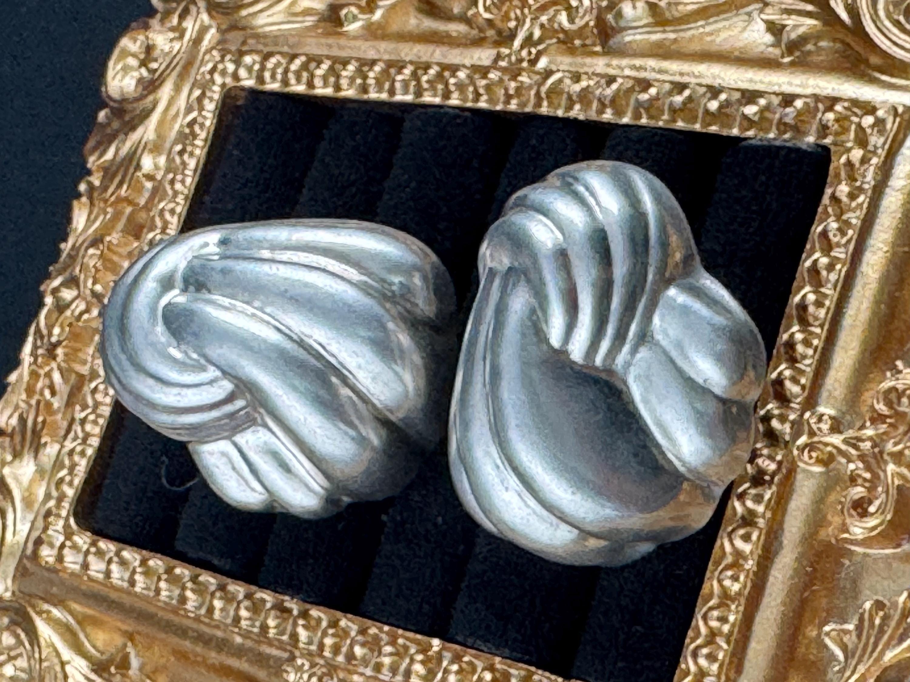 Large 925 sterling silver oversized modernist stud earrings for pierced ears, hollow