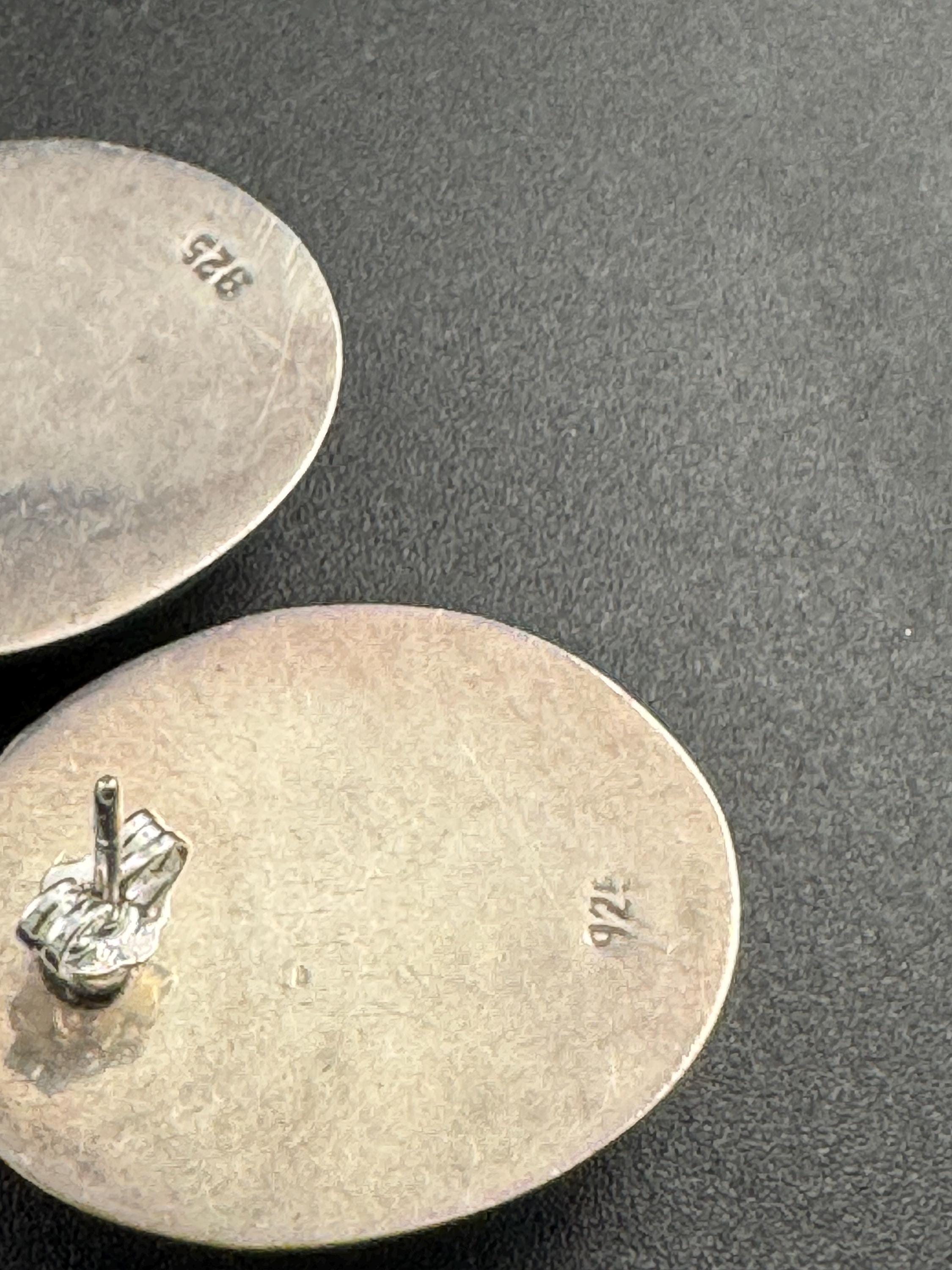 Large 925 sterling silver oversized modernist stud earrings for pierced ears, hollow