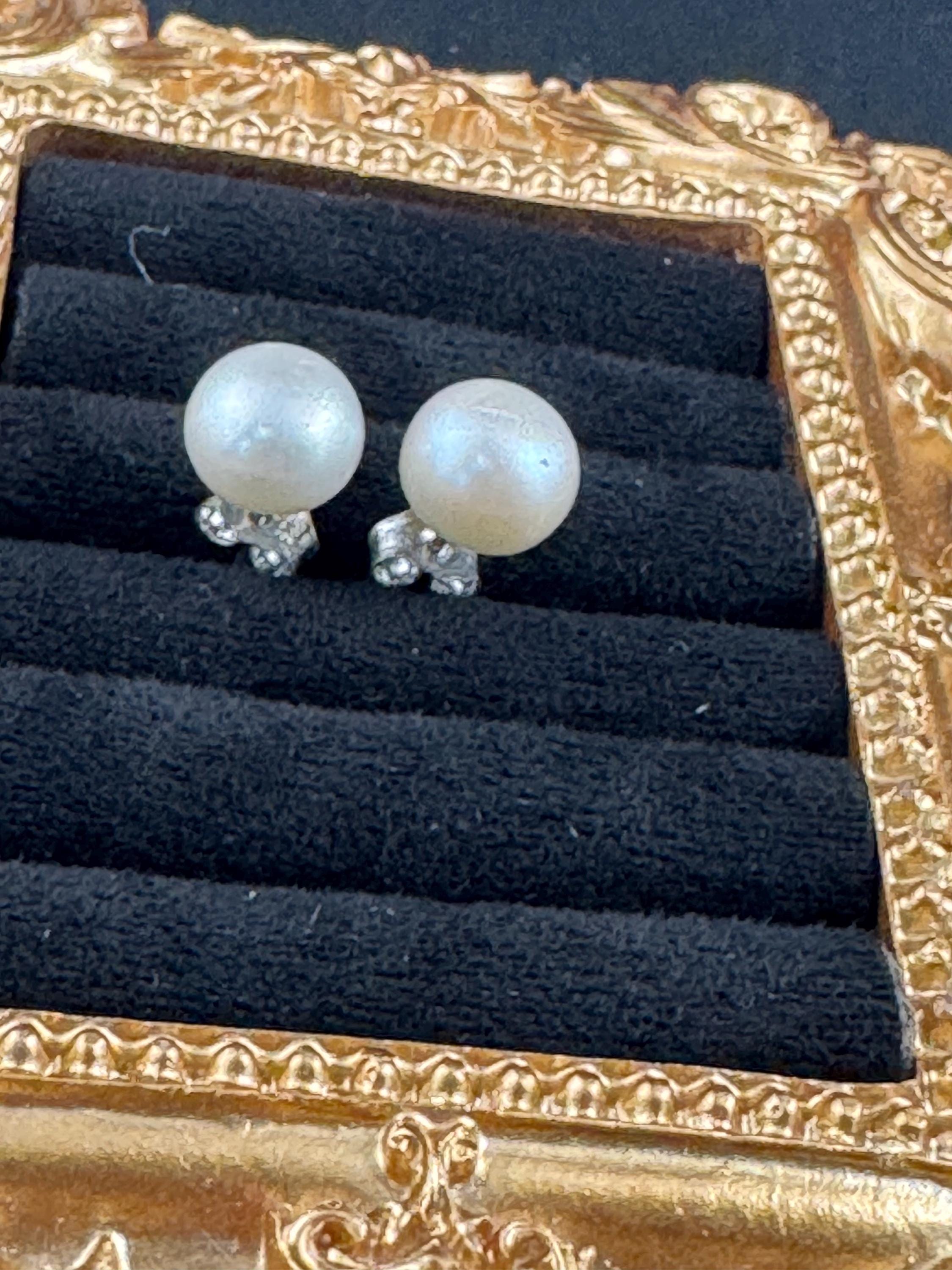 Sterling 925 Silver dangly natural freshwater pearl stud Earrings Pierced