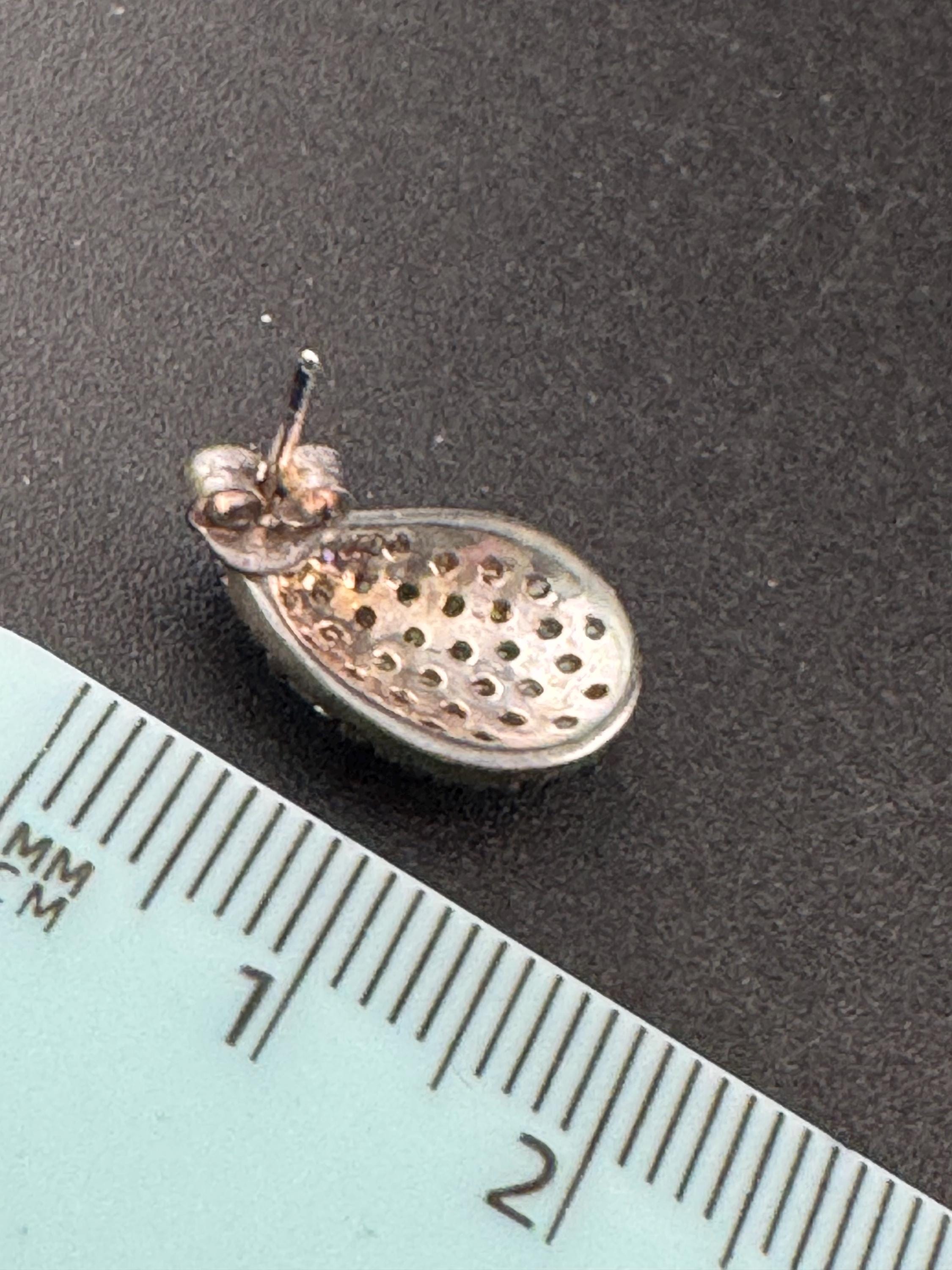 925 Sterling silver teardrop clear crystal diamanté stud earrings pierced