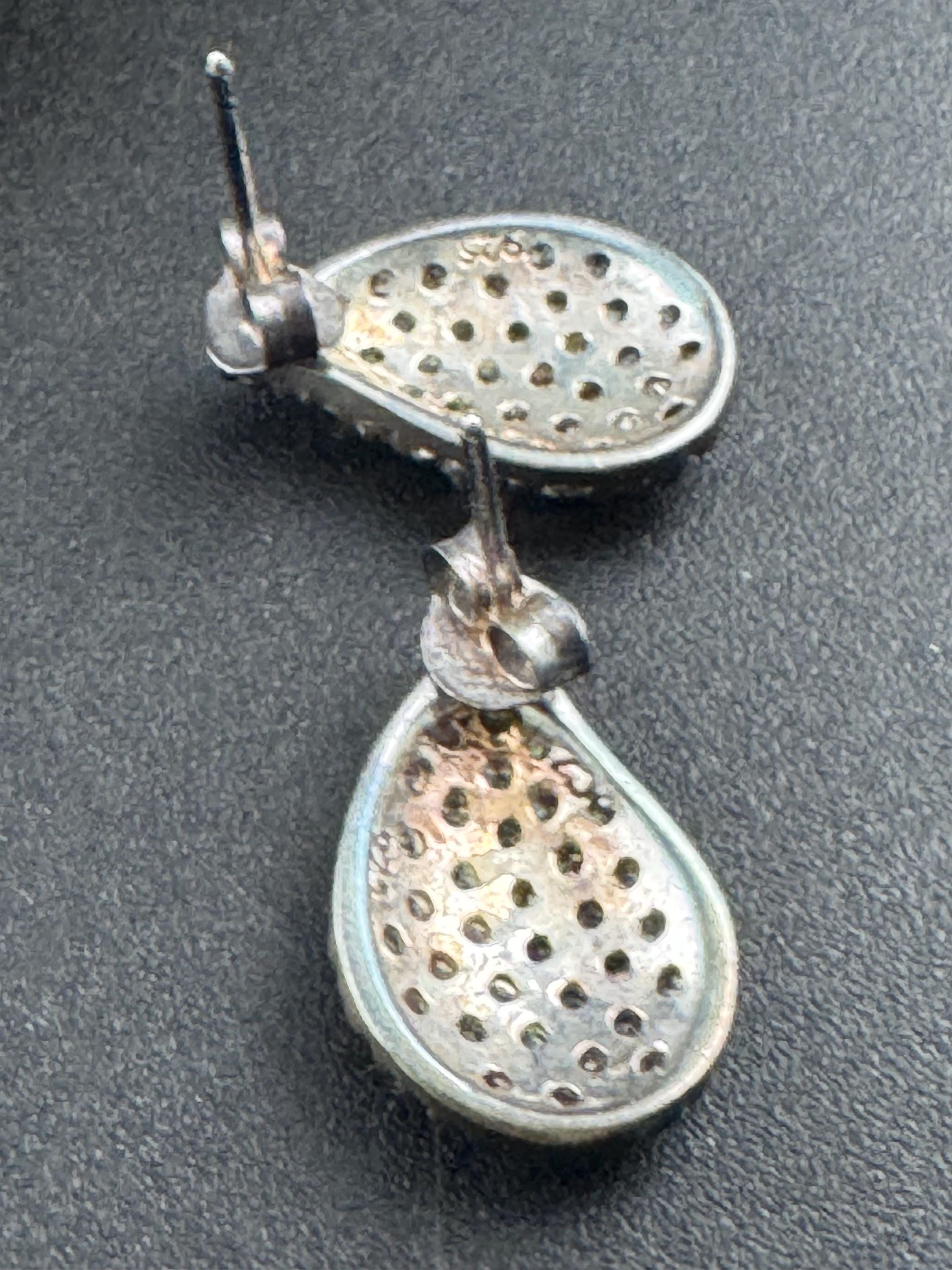 925 Sterling silver teardrop clear crystal diamanté stud earrings pierced