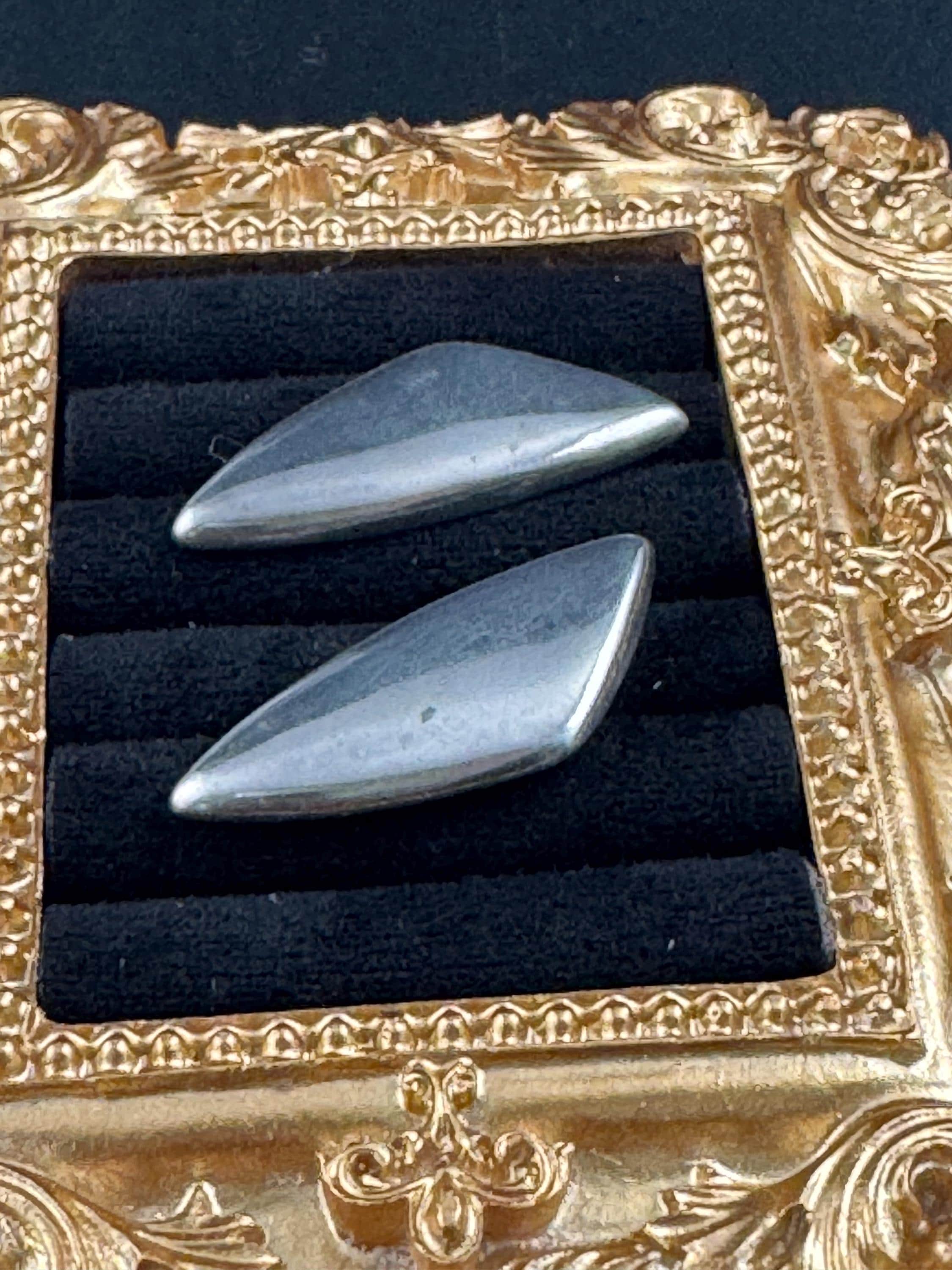 Vintage 925 modernist sterling silver triangular abstract pierced stud earrings 3cm
