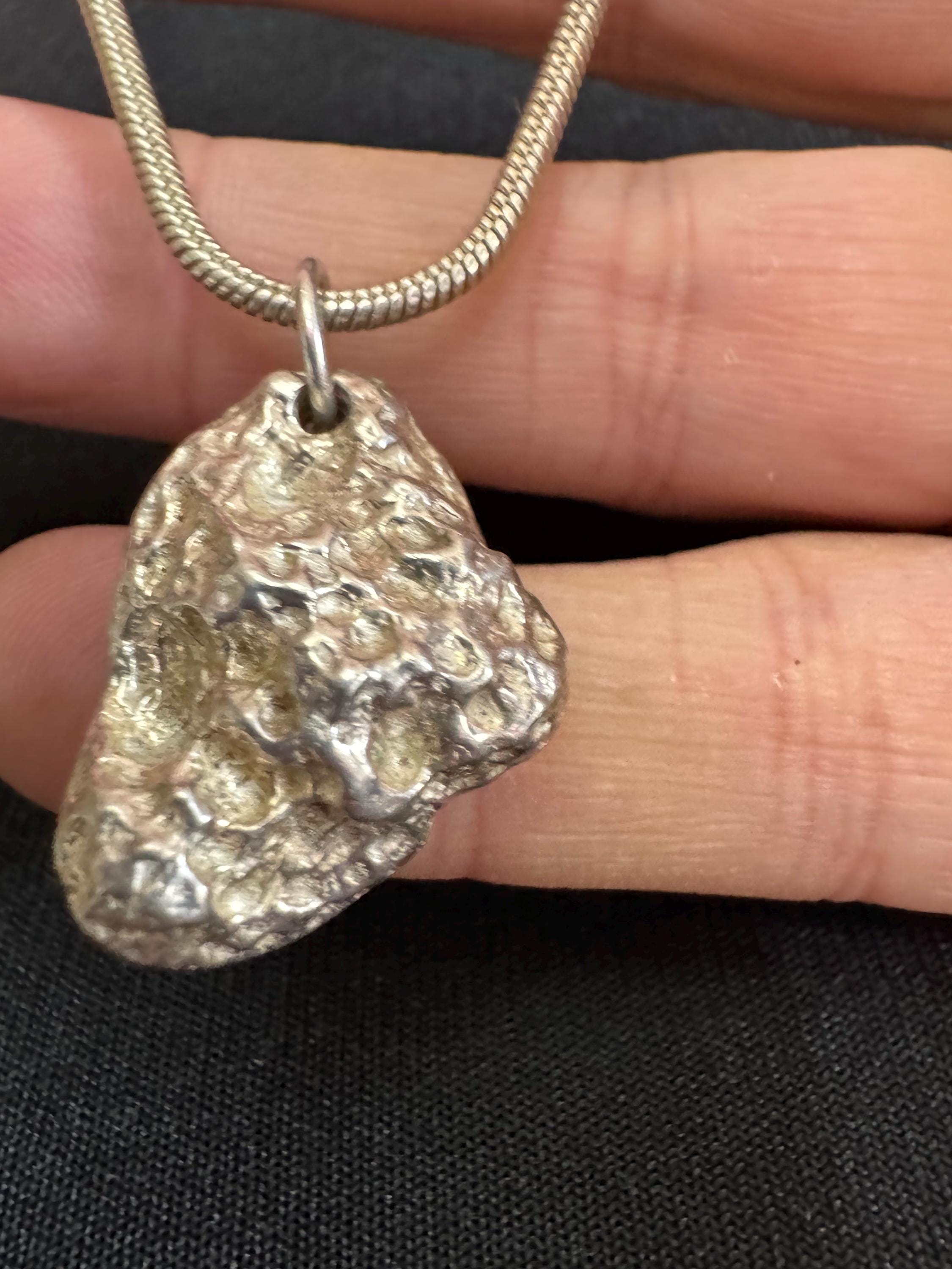 Vintage 1970s 925 Sterling Silver brutalist nugget necklace