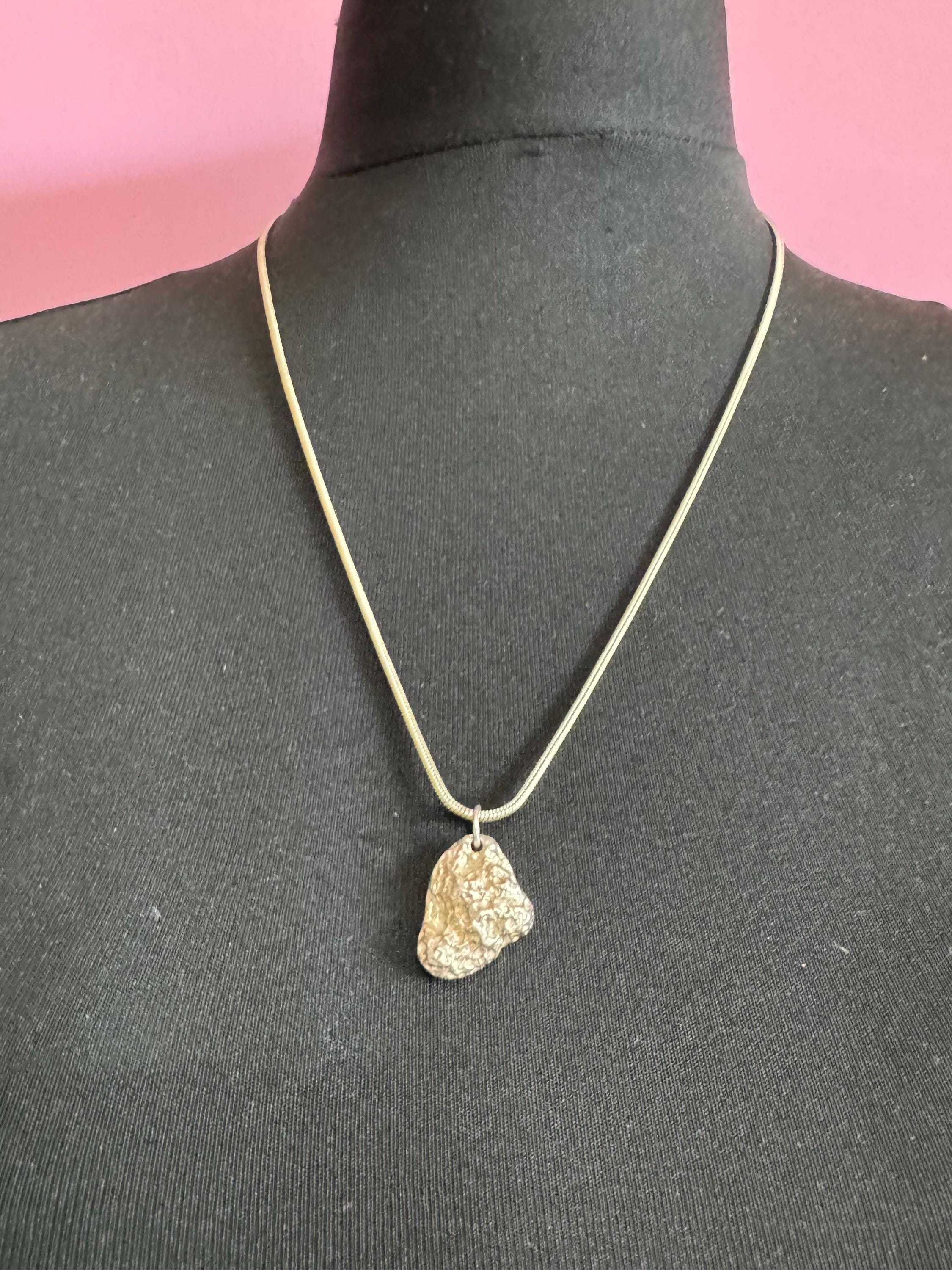 Vintage 1970s 925 Sterling Silver brutalist nugget necklace