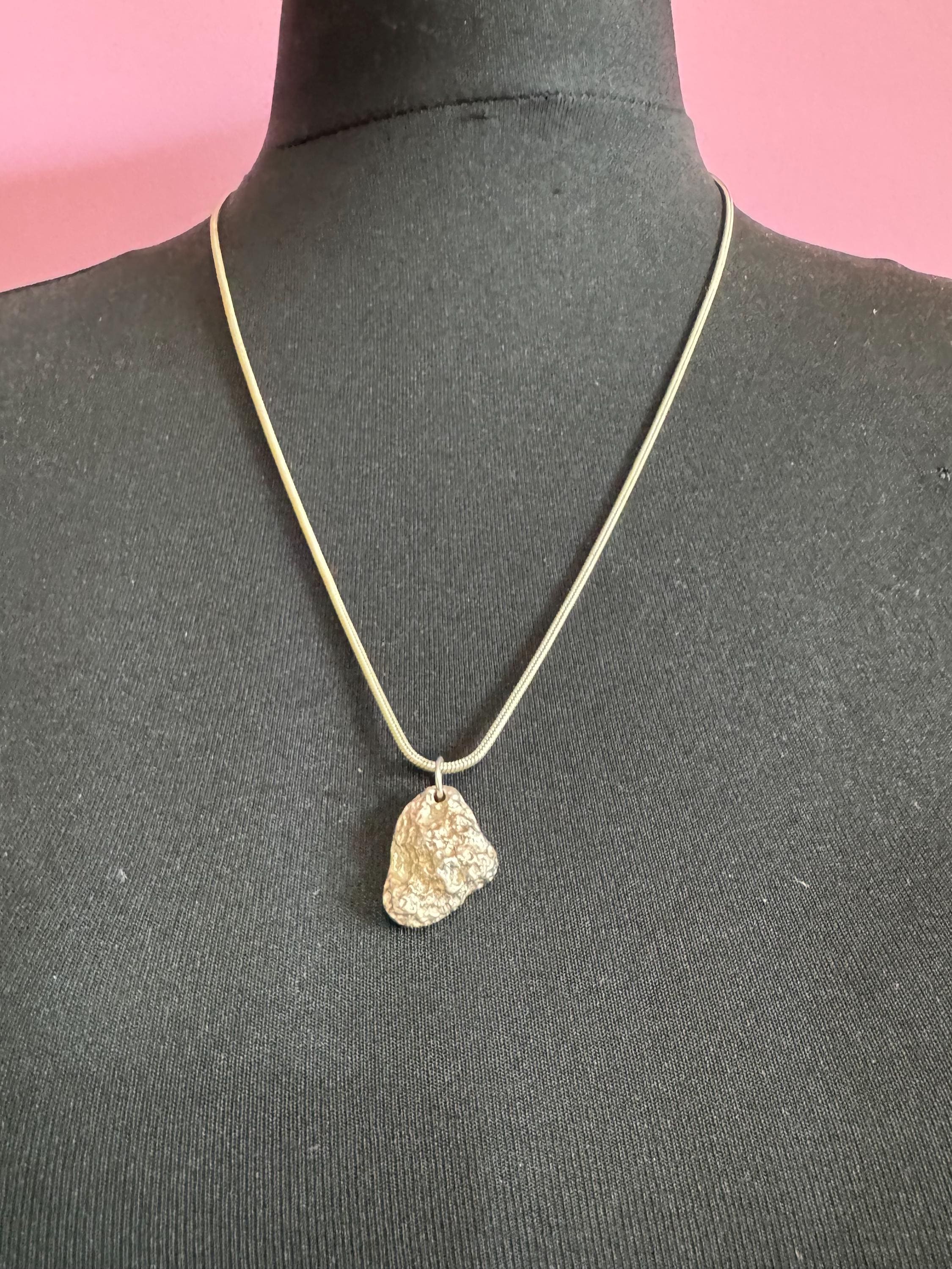 Vintage 1970s 925 Sterling Silver brutalist nugget necklace