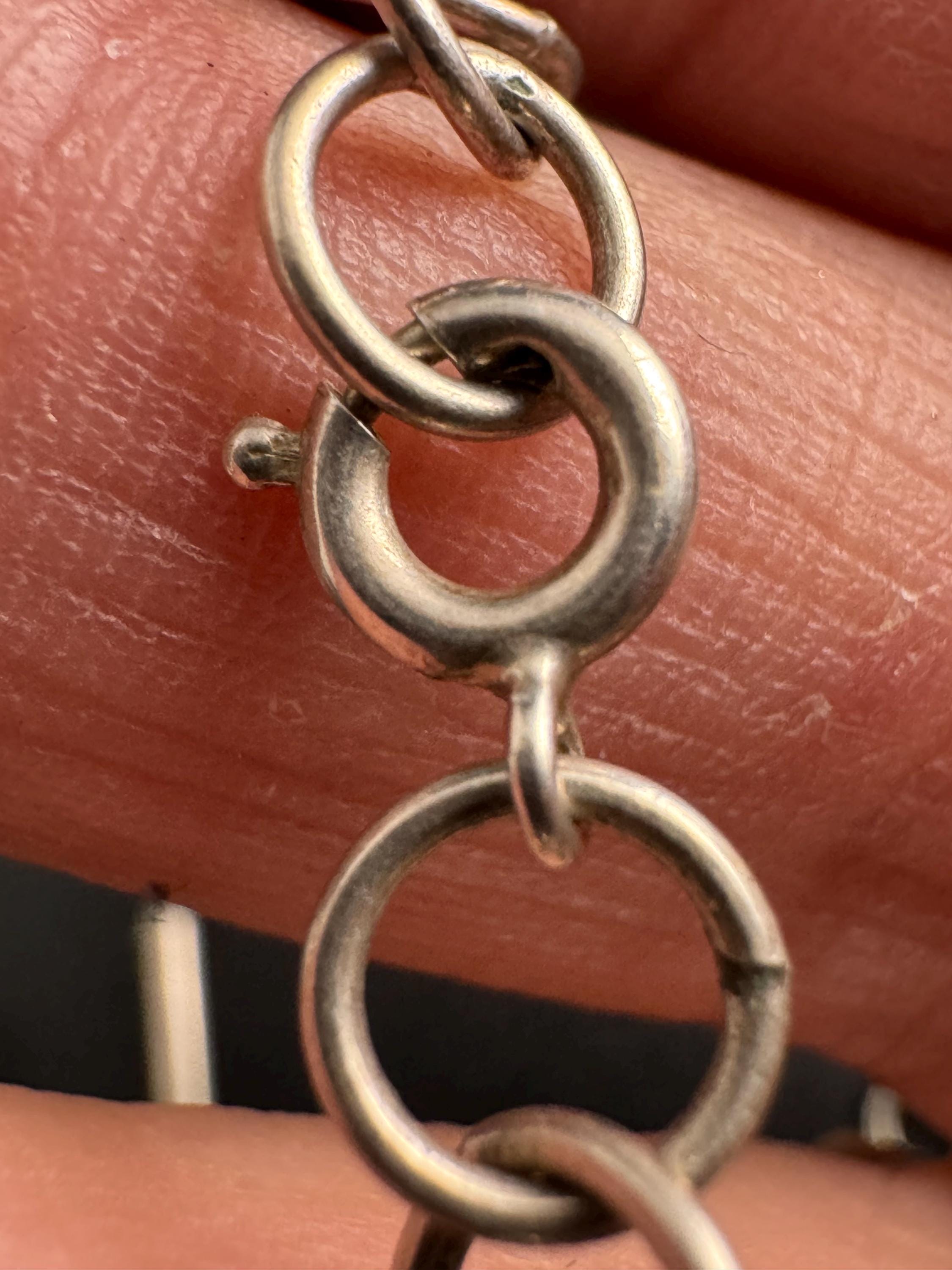 925 Sterling silver link bar station chain, necklace 13 grams 61.5cm
