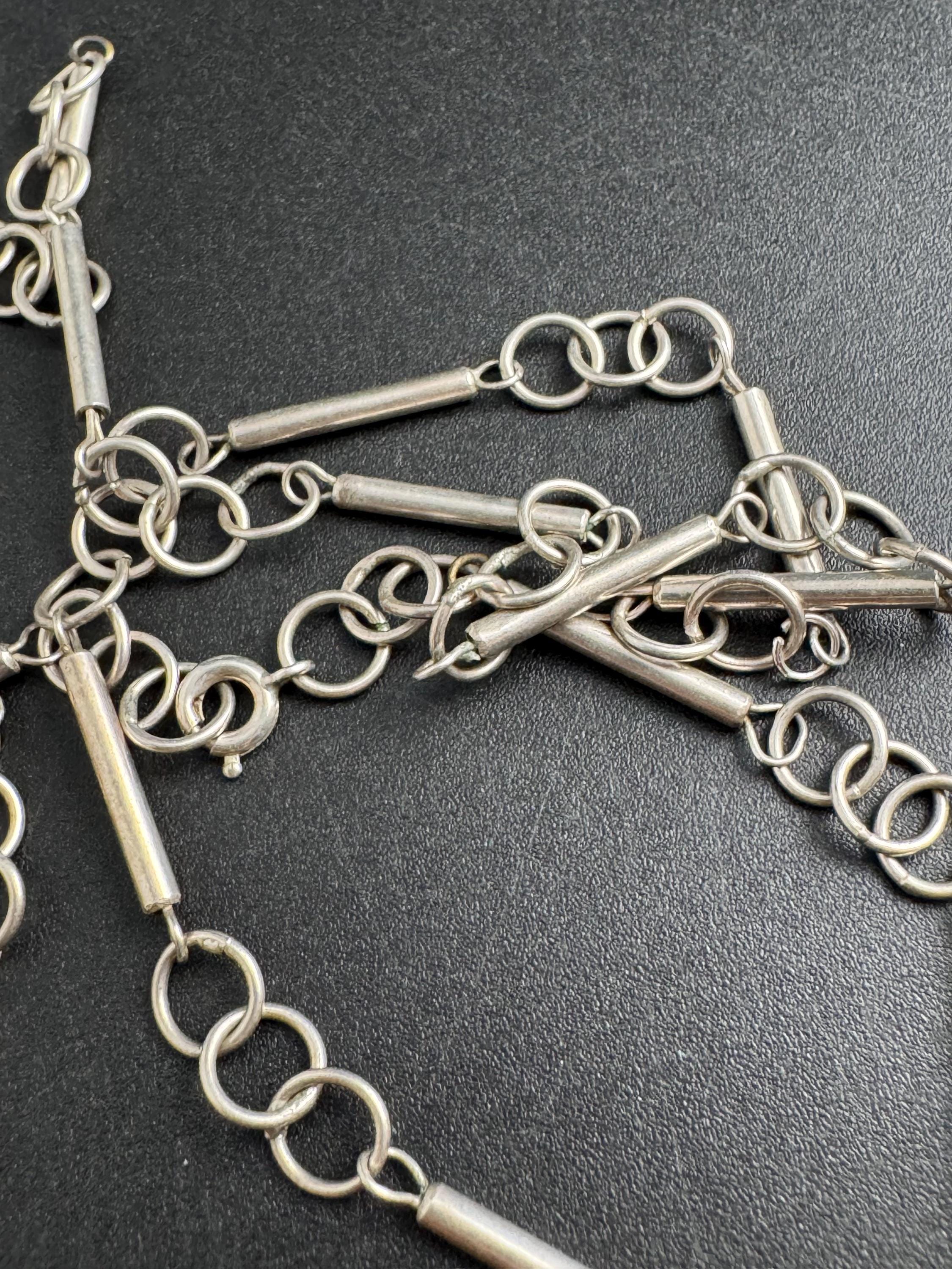 925 Sterling silver link bar station chain, necklace 13 grams 61.5cm
