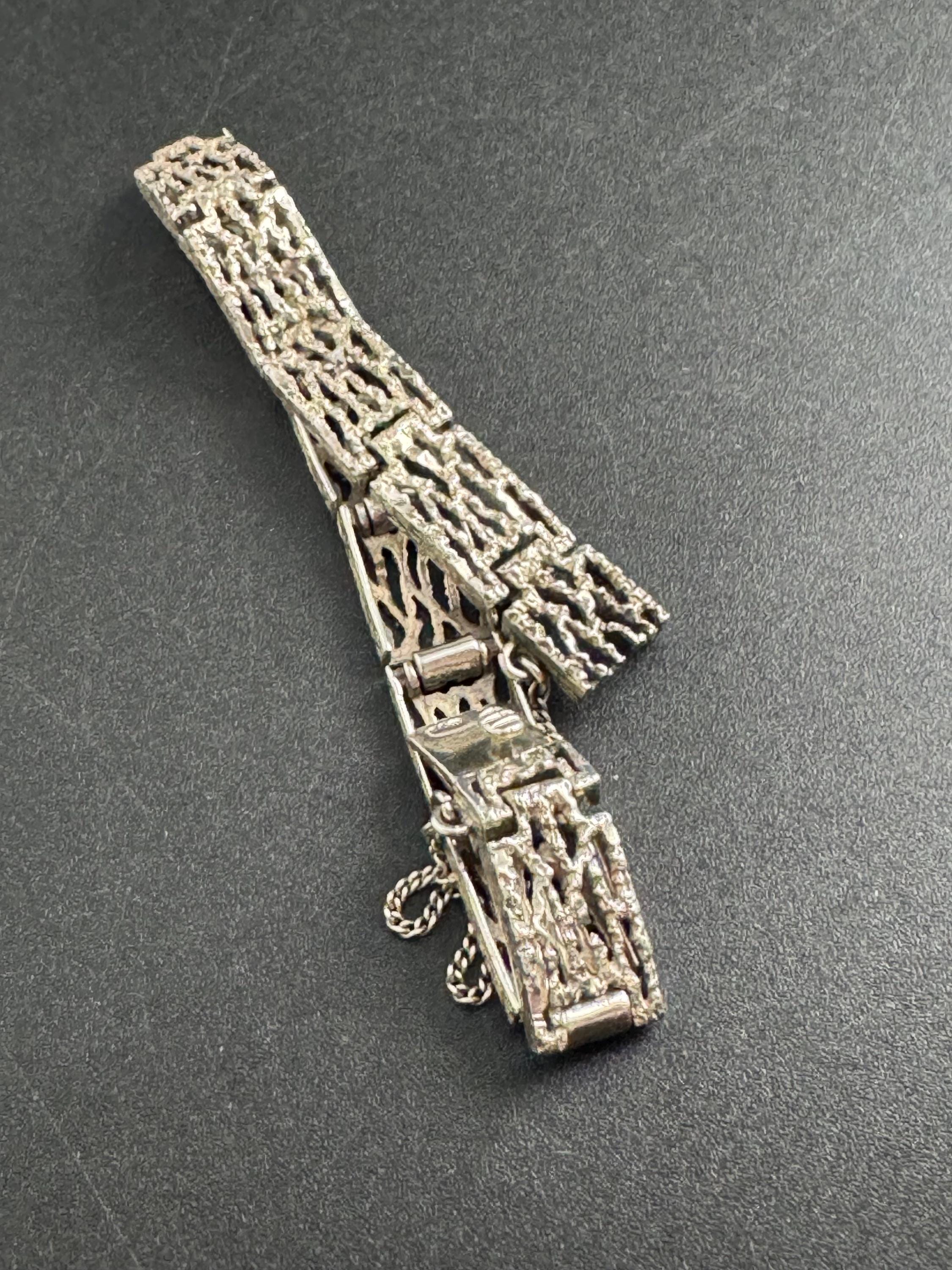 Retro 1970s 925 Sterling silver silver brutalist panel bracelet