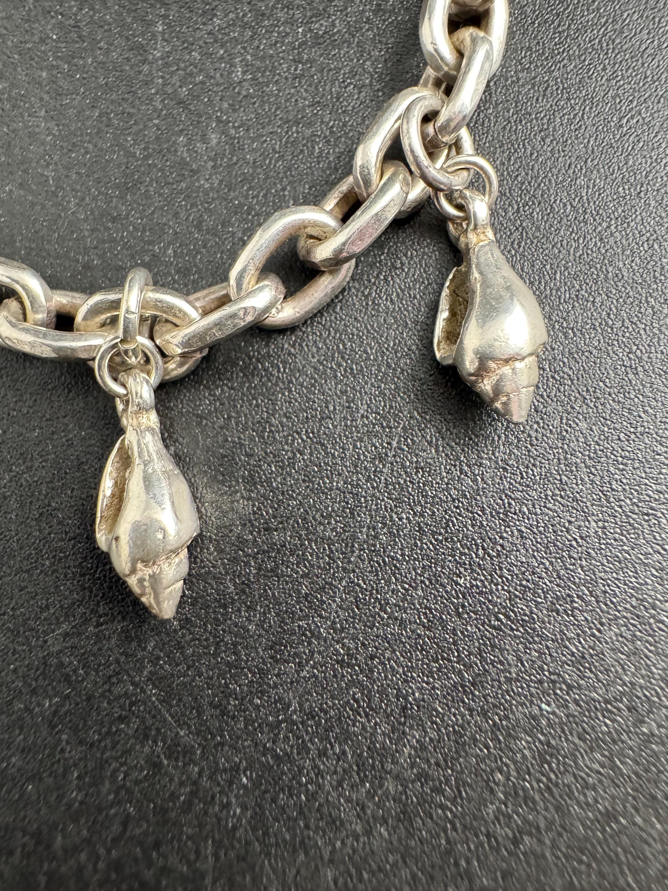 Vintage 925 sterling silver nautical seashell charm bracelet