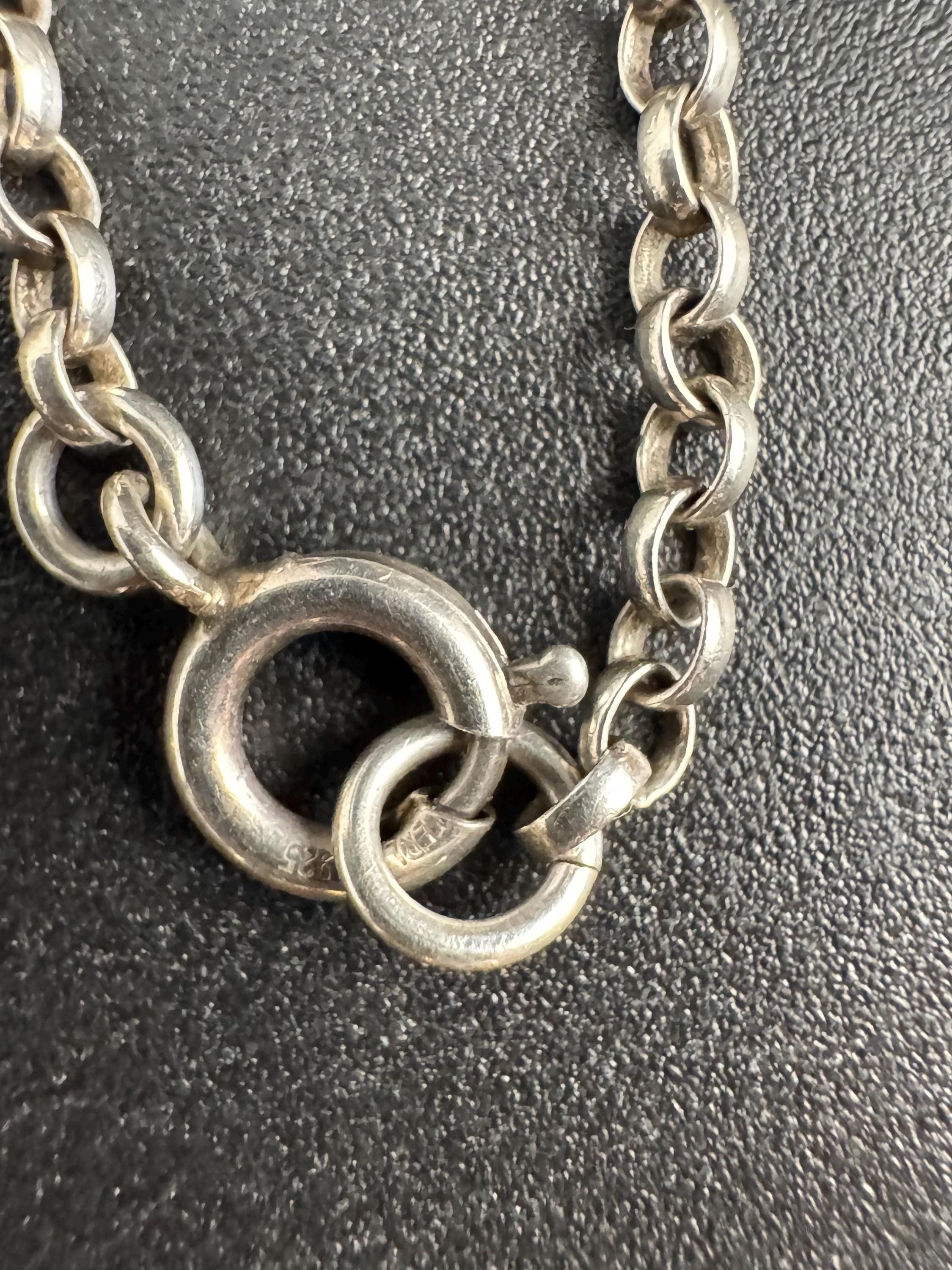 Petite chunky Artisan vintage 925 sterling silver modernist choker necklace 38cm