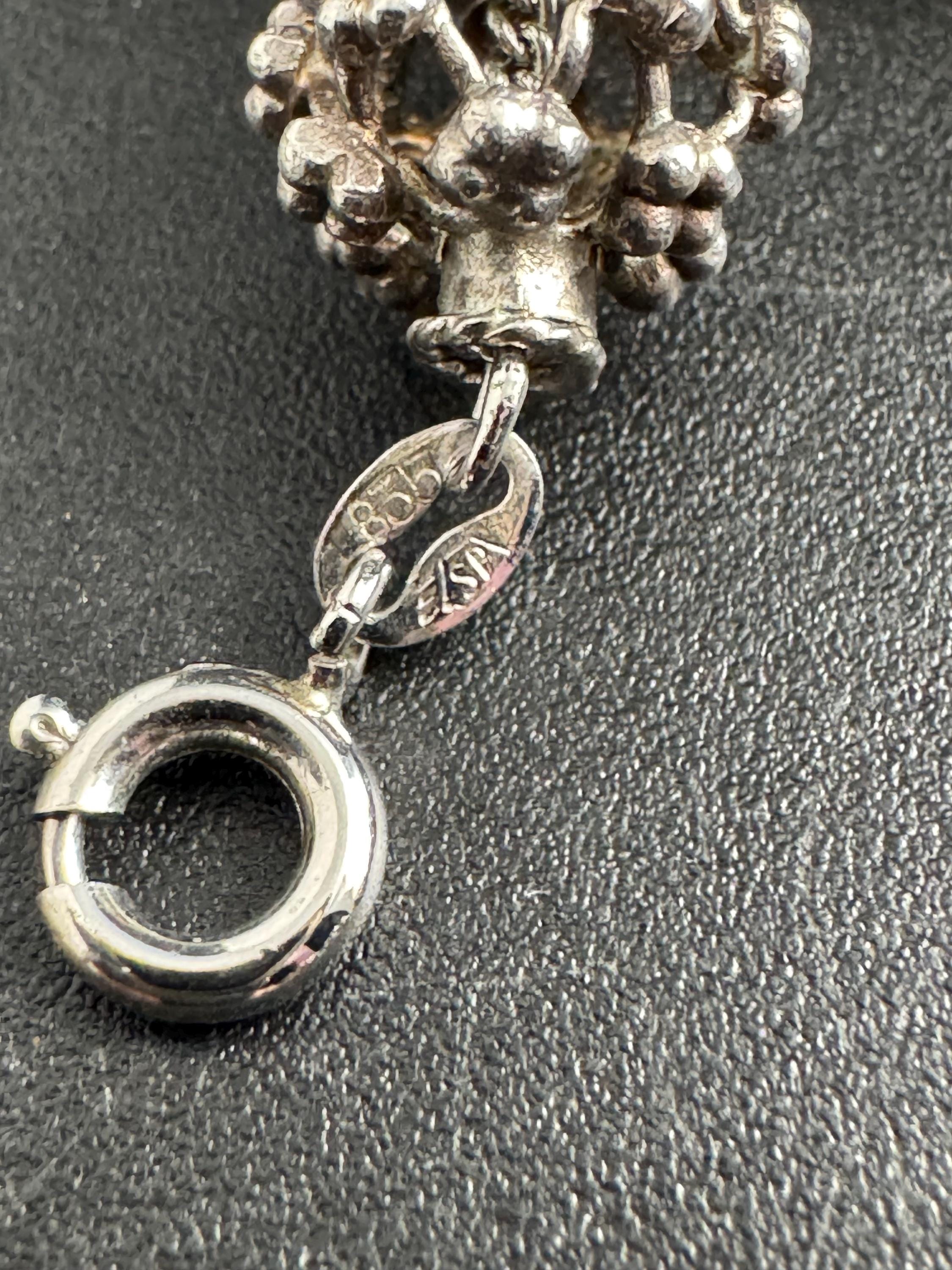 Vintage 835 continental Silver brutalist ball bead necklace read description