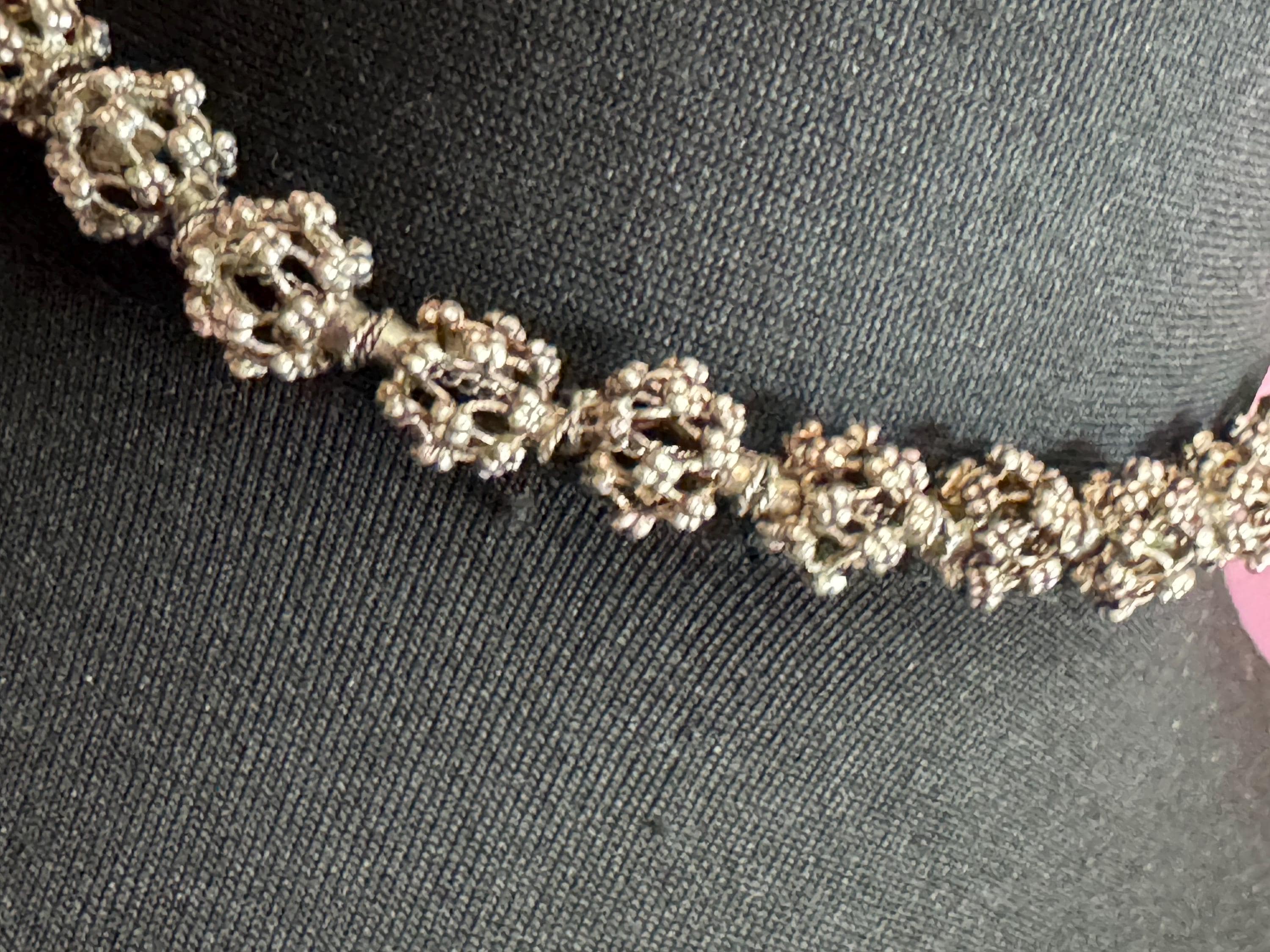 Vintage 835 continental Silver brutalist ball bead necklace read description