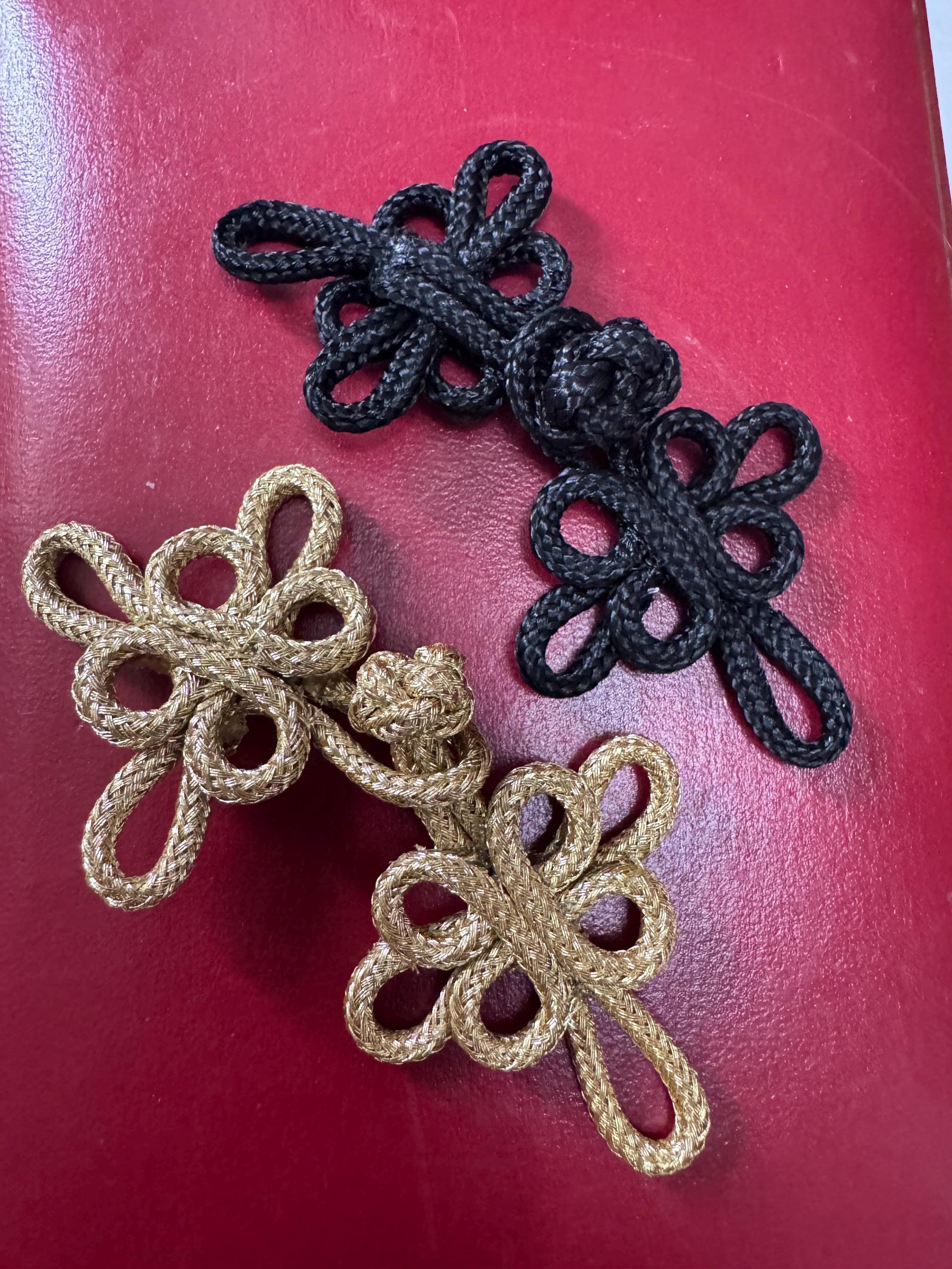 1 x Chinese knot buttons, frog closures,  cheongsam fasteners,  black