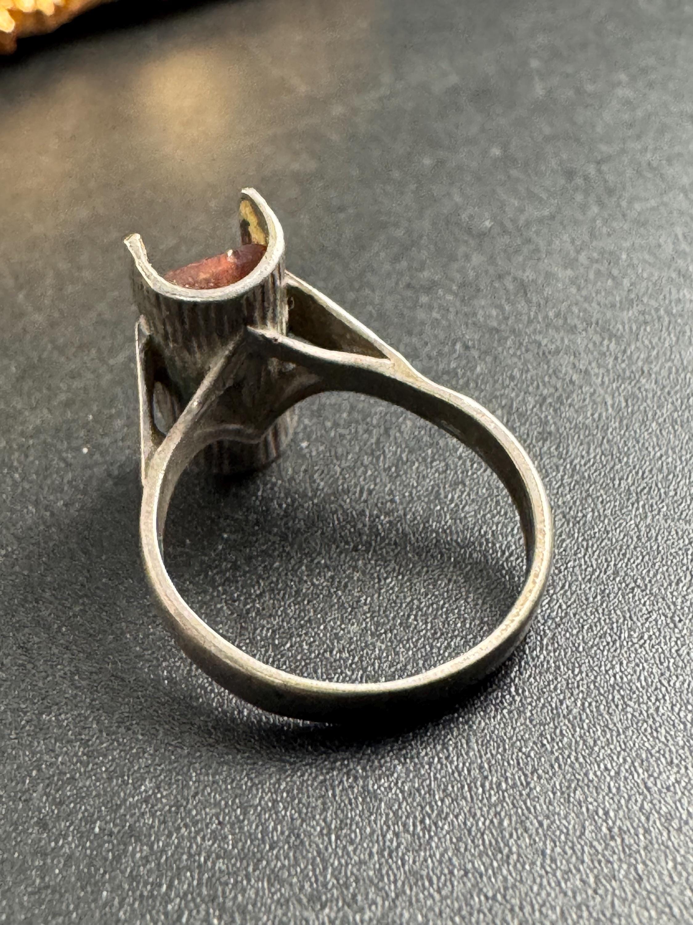 Uk size O 925 sterling silver modernist orange bark ring 3.6 grams