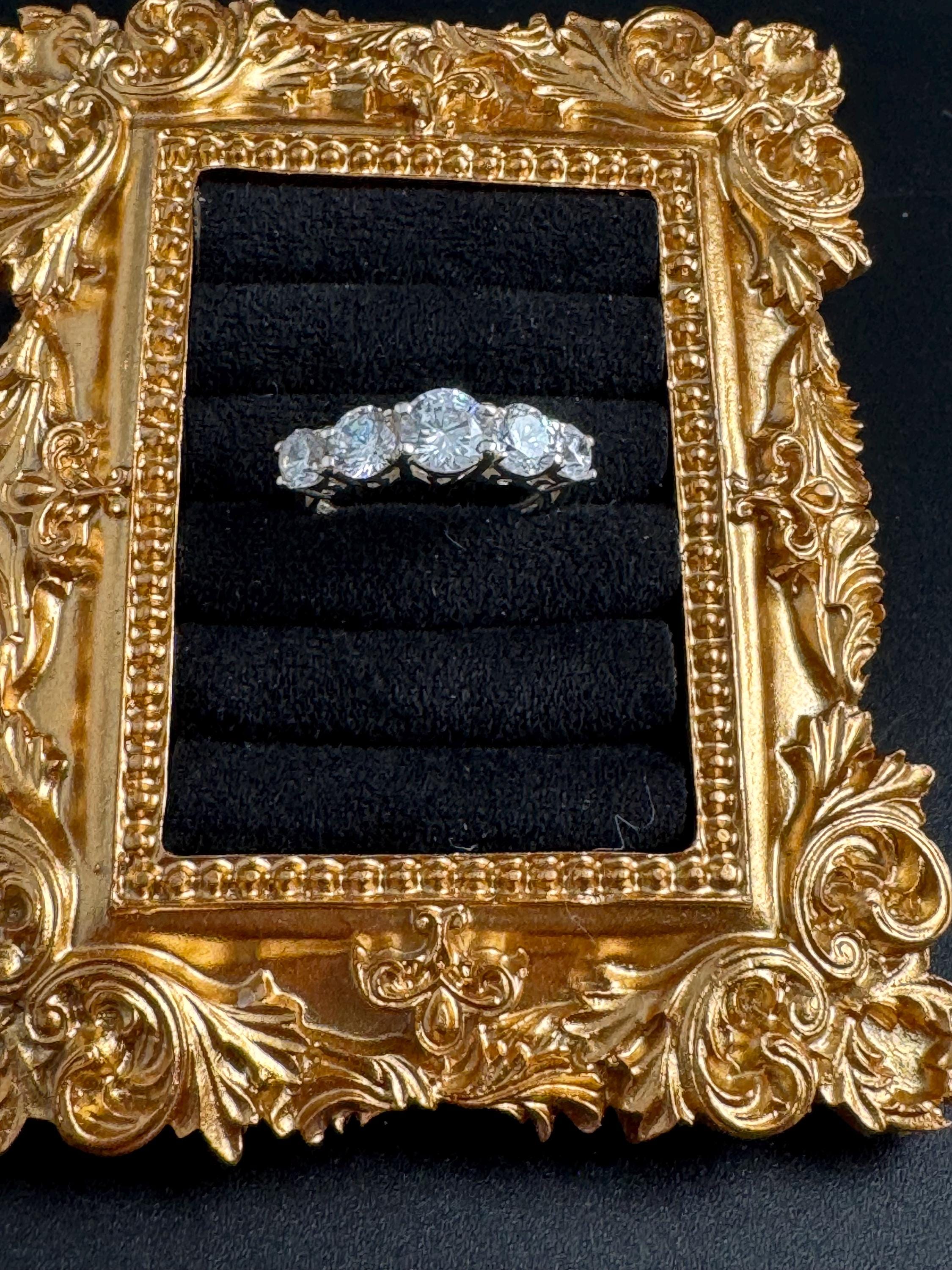 vintage clear stone diamanté cocktail ring 925 sterling silver size p.5