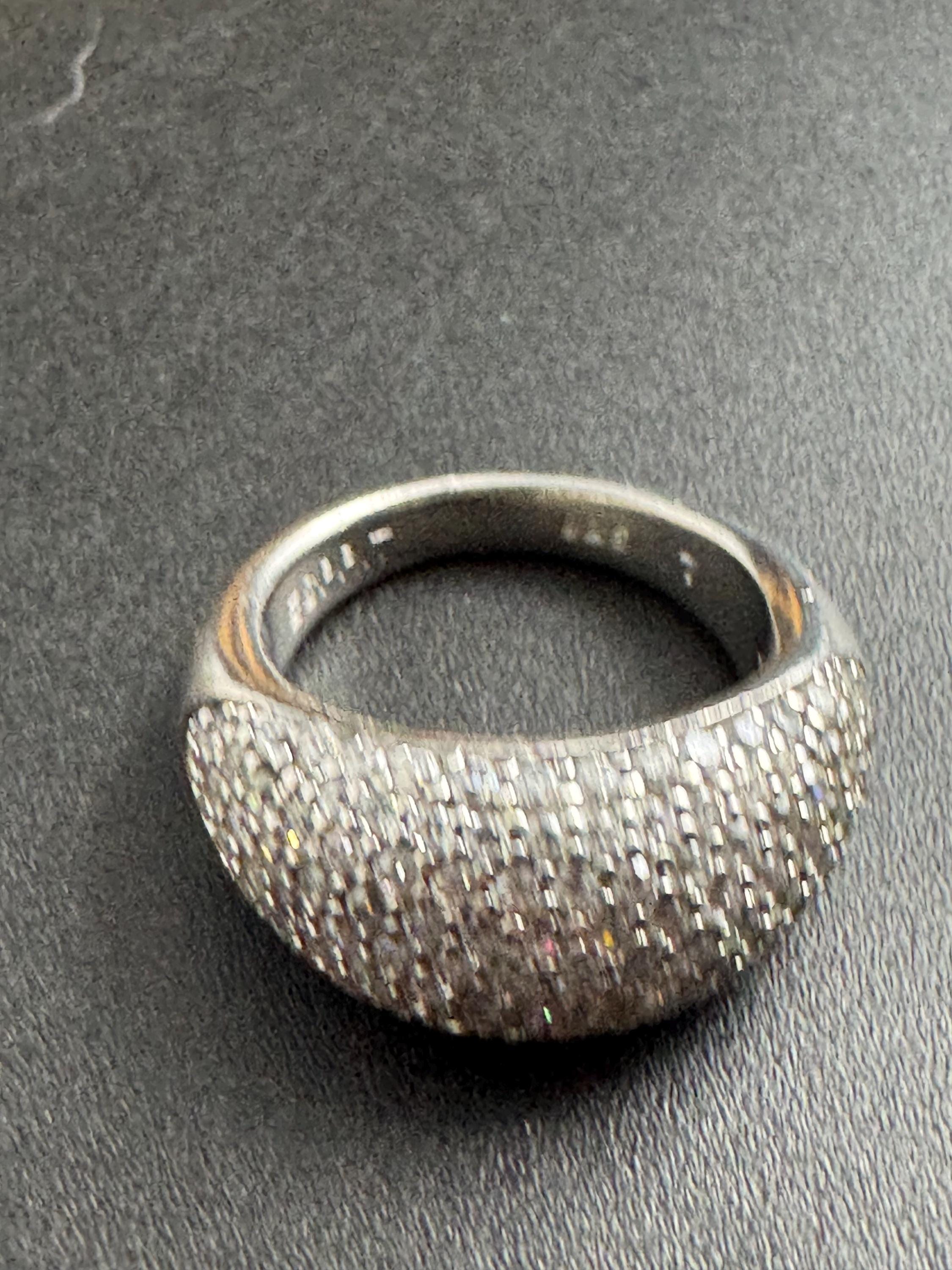 vintage clear stone diamanté cluster costume cocktail ring size M.5 925 sterling silver