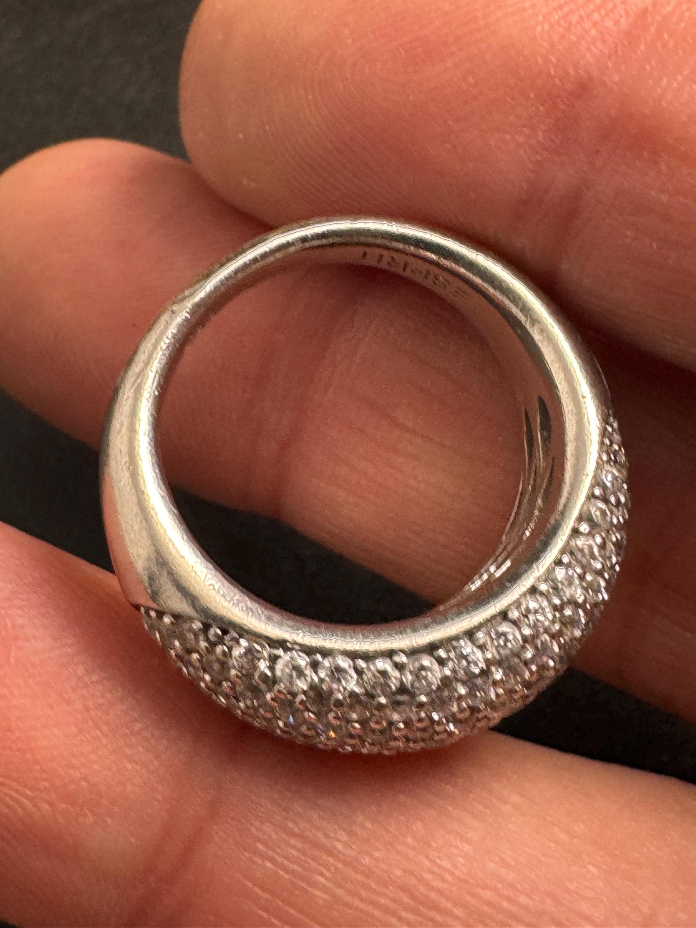 vintage clear stone diamanté cluster costume cocktail ring size M.5 925 sterling silver