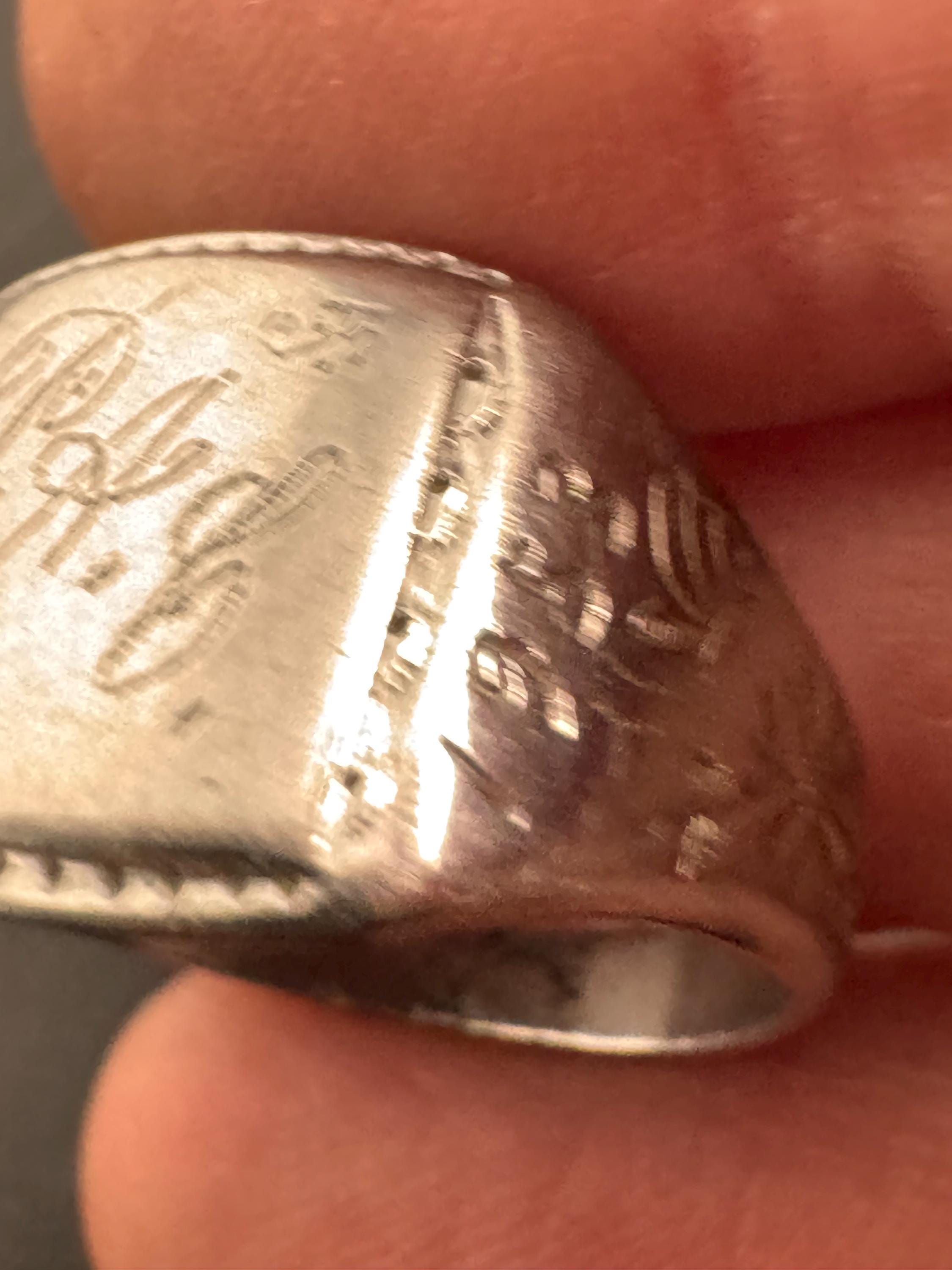 1953 Korean War men’s military 925 silver signet ring, hand etched size UK T