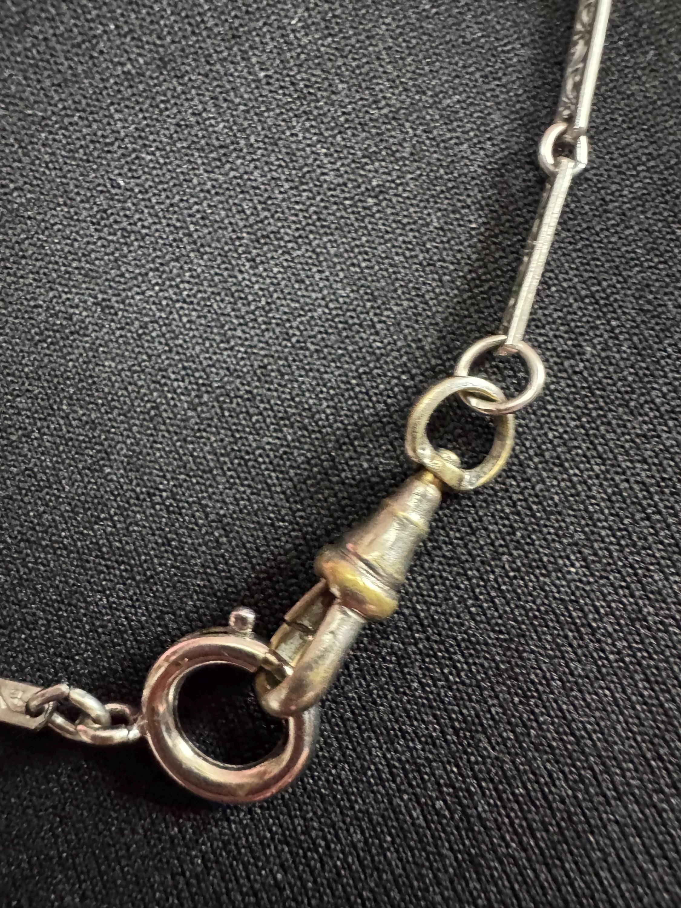 Antique Art Deco silver Pocket Watch guard Chain: 925 and mixed metal Victorian 51cm