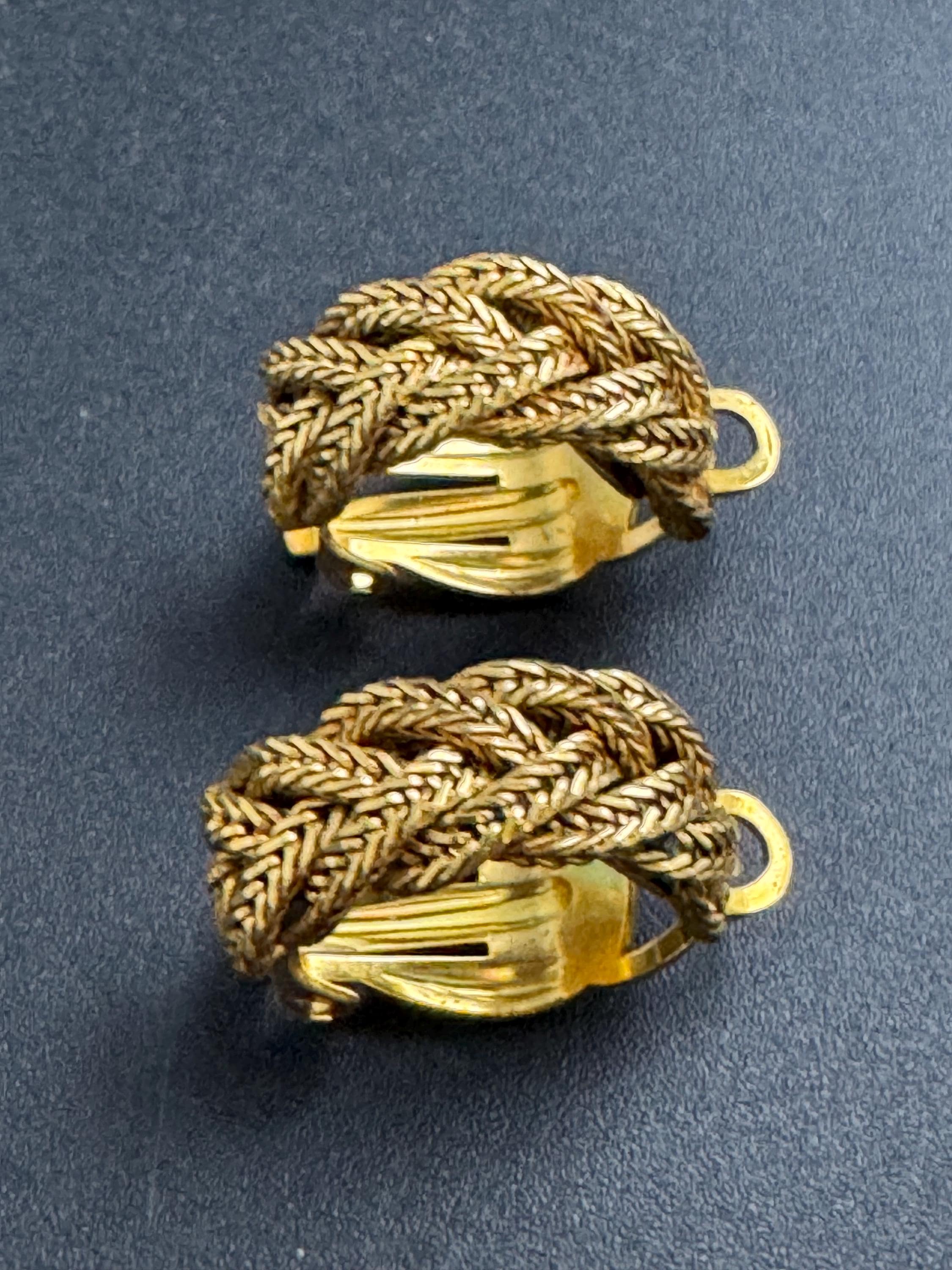Designer Pierre lorion Sylvia Karels gold mesh hoop earrings,