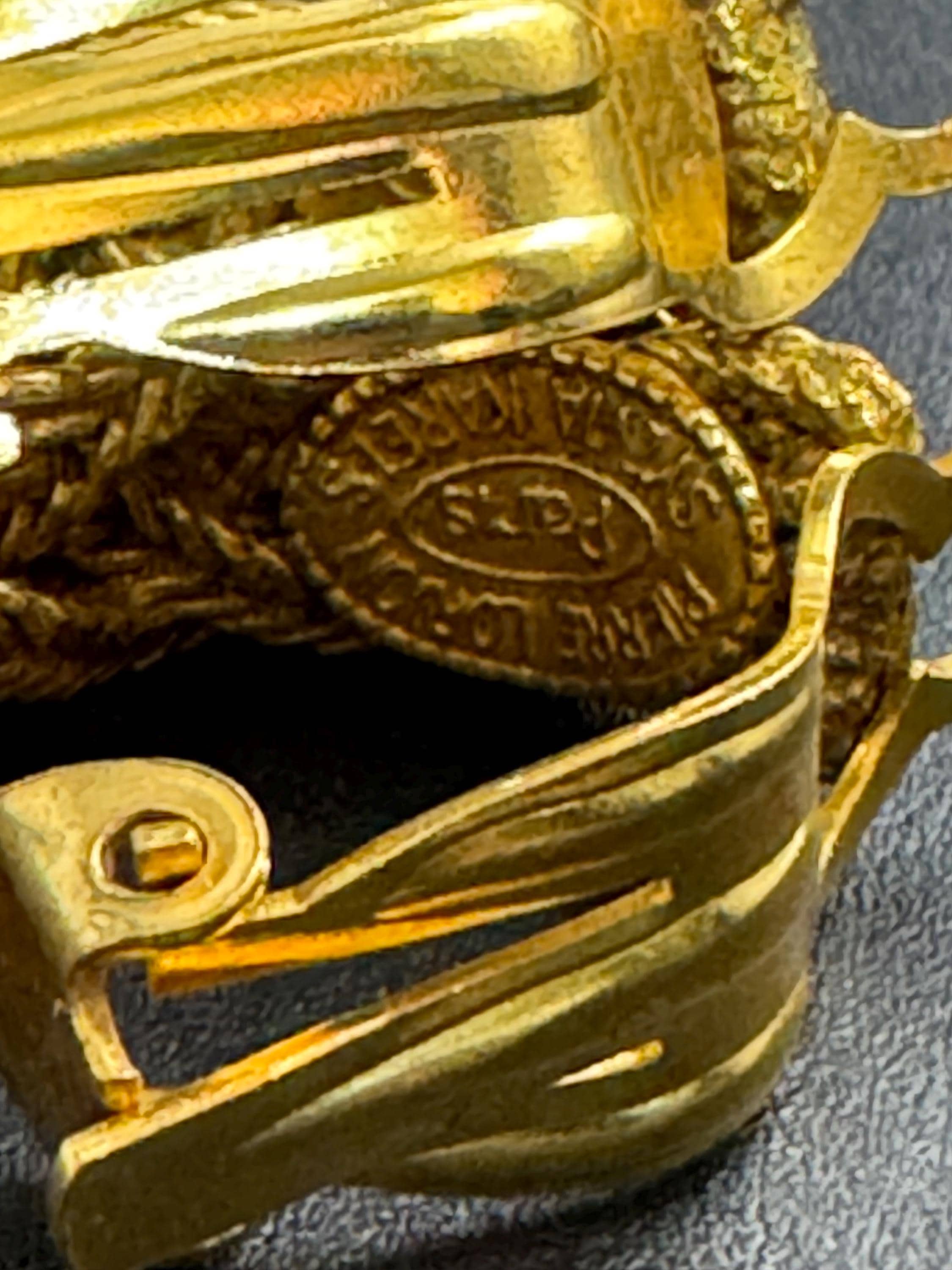 Designer Pierre lorion Sylvia Karels gold mesh hoop earrings,