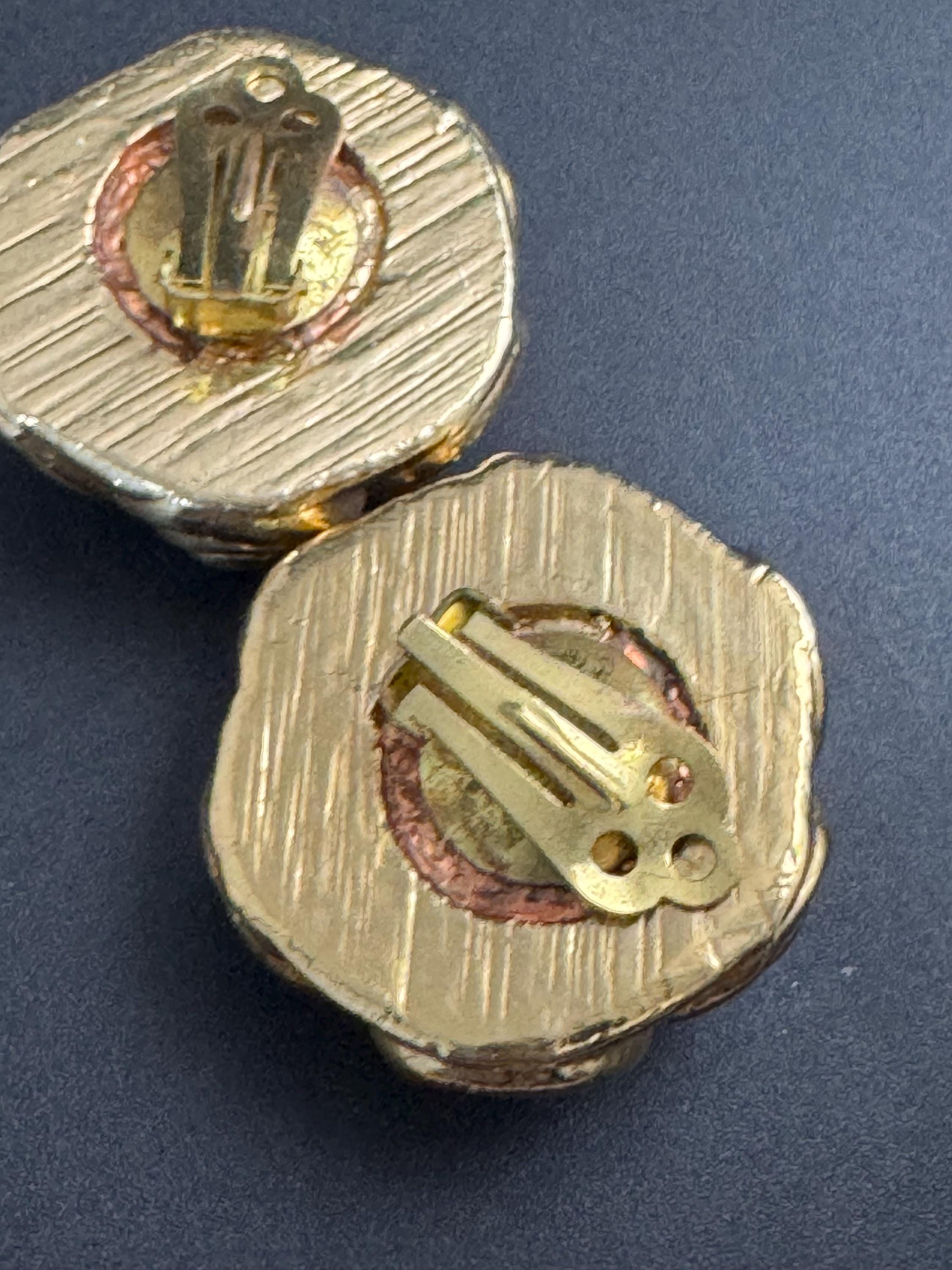 big gold clear crystal domed Clip On Earrings: Oversized designer studs