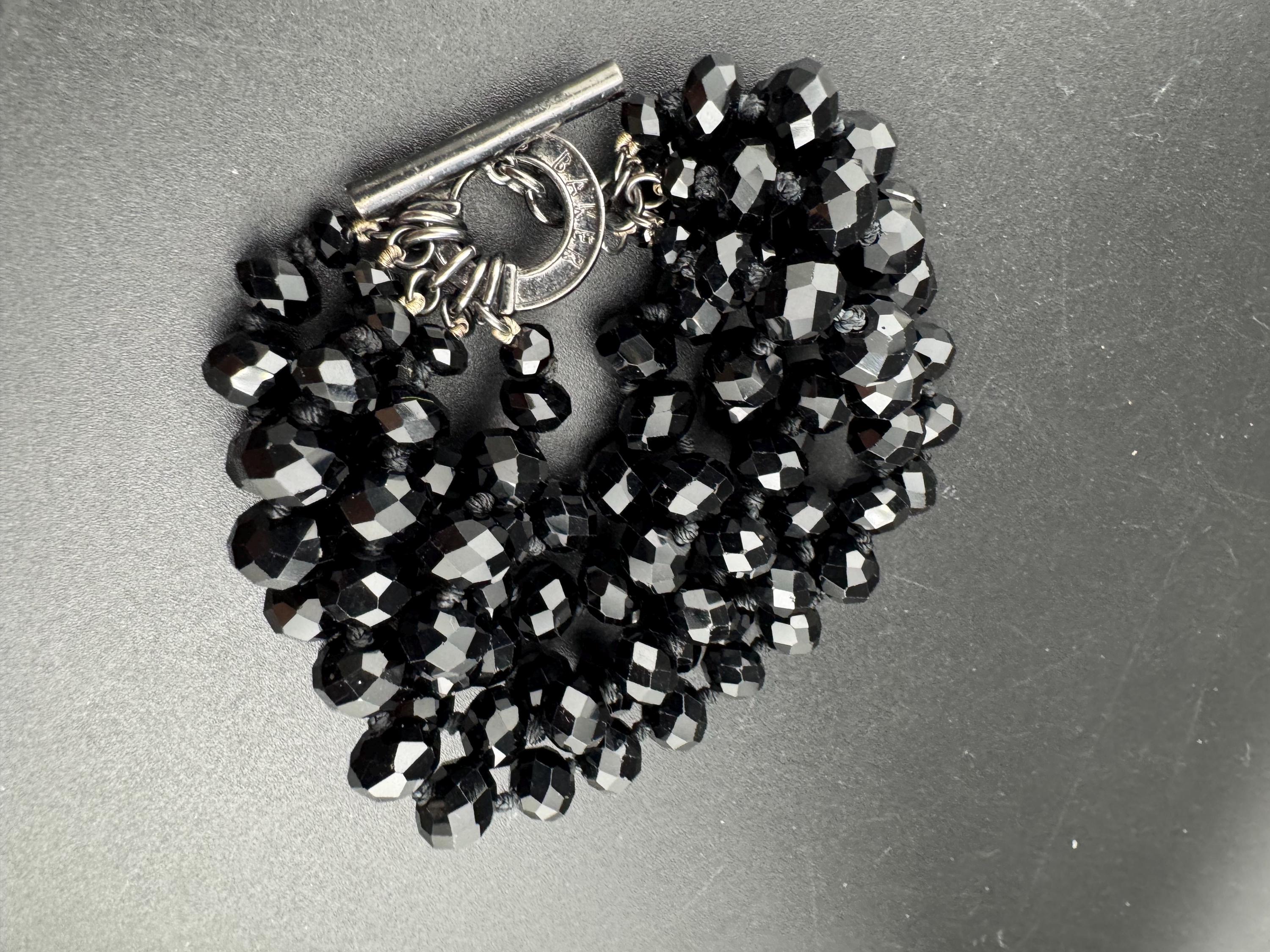 Ted baker 8mm black glass faceted beaded 5 row bracelet