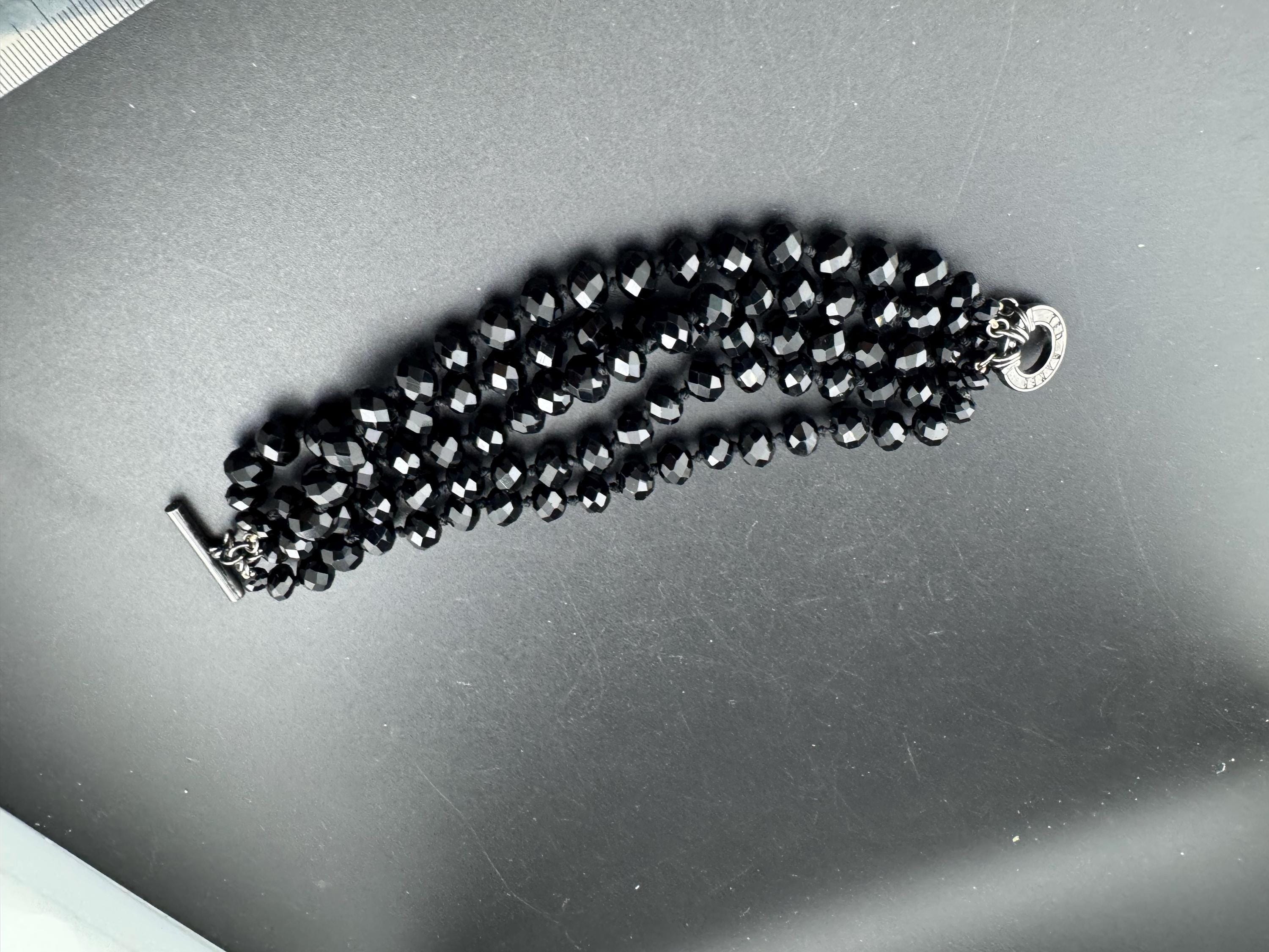 Ted baker 8mm black glass faceted beaded 5 row bracelet