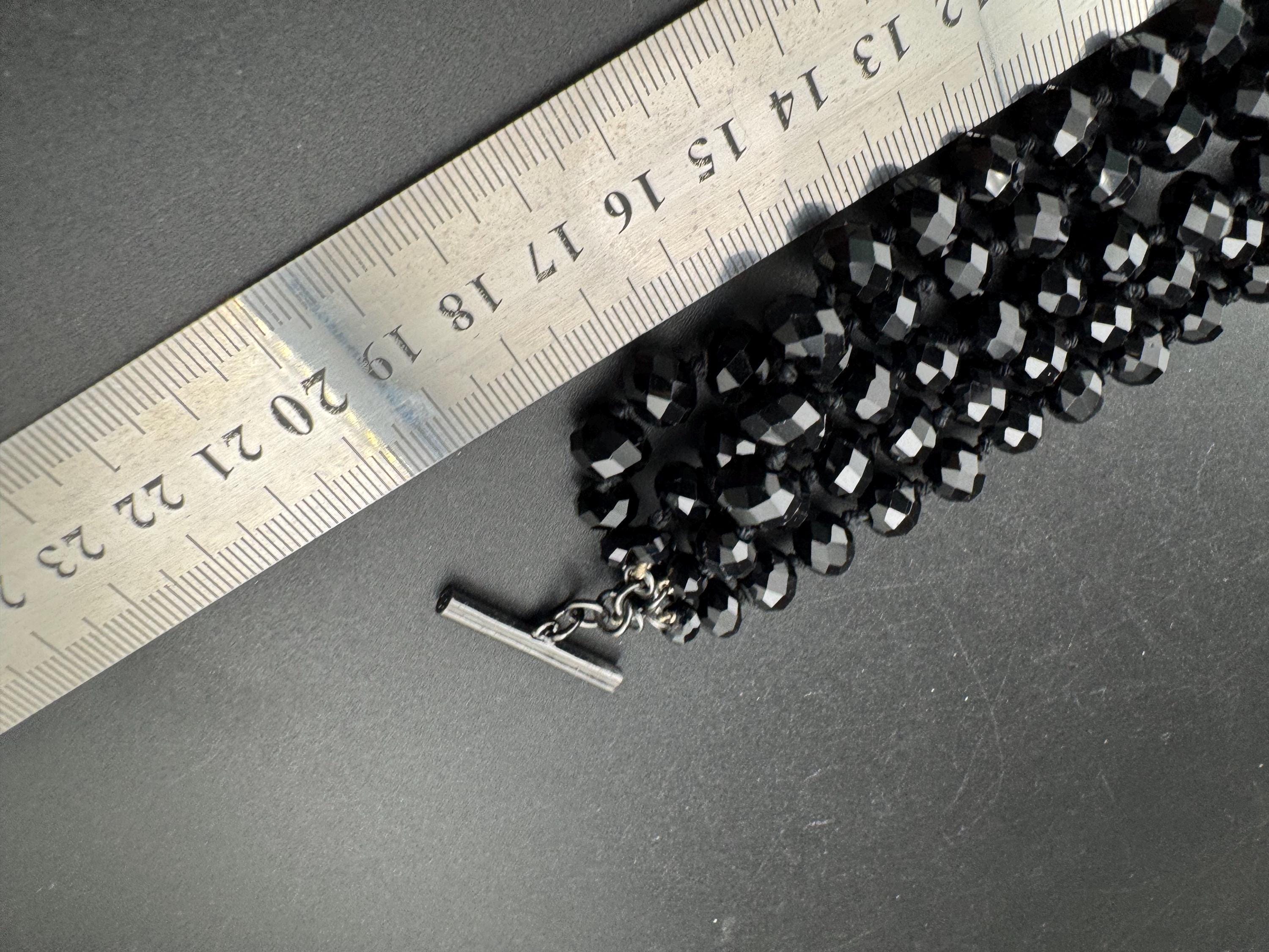 Ted baker 8mm black glass faceted beaded 5 row bracelet